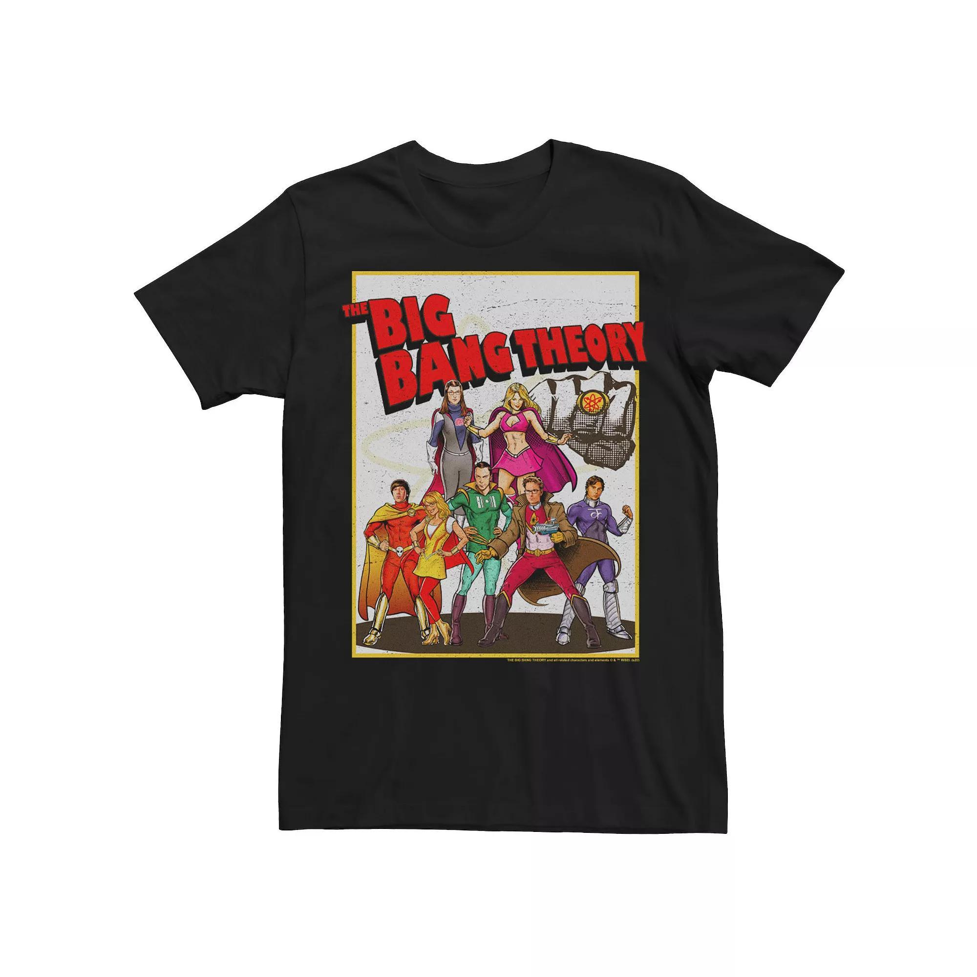 Men's Big Bang Theory Super Hero Comic Book Style Tee, Size: XXL, Black Product Image
