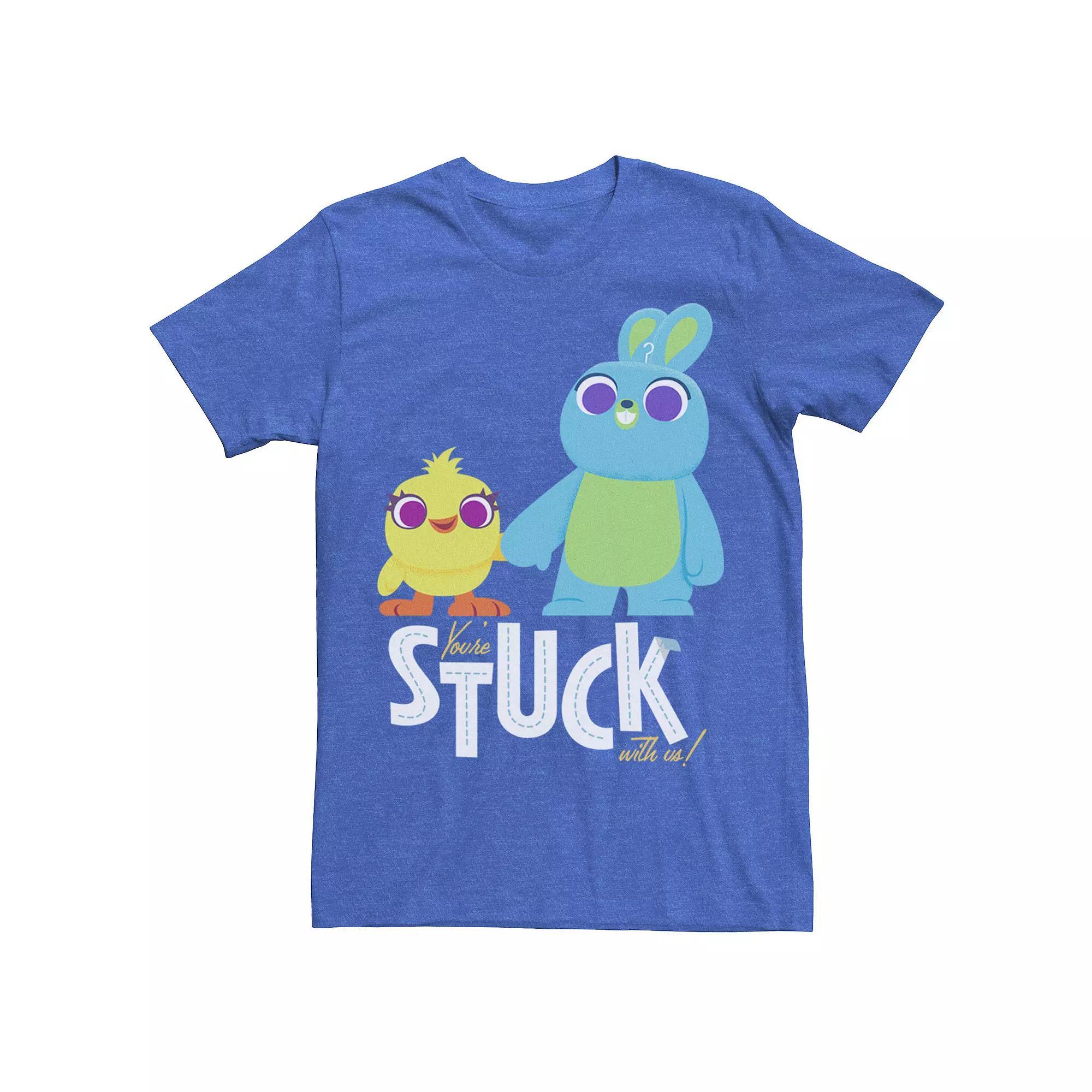 Disney / Pixars Toy Story 4 Ducky & Bunny Mens Stuck With Us Tee Royal Grey Product Image