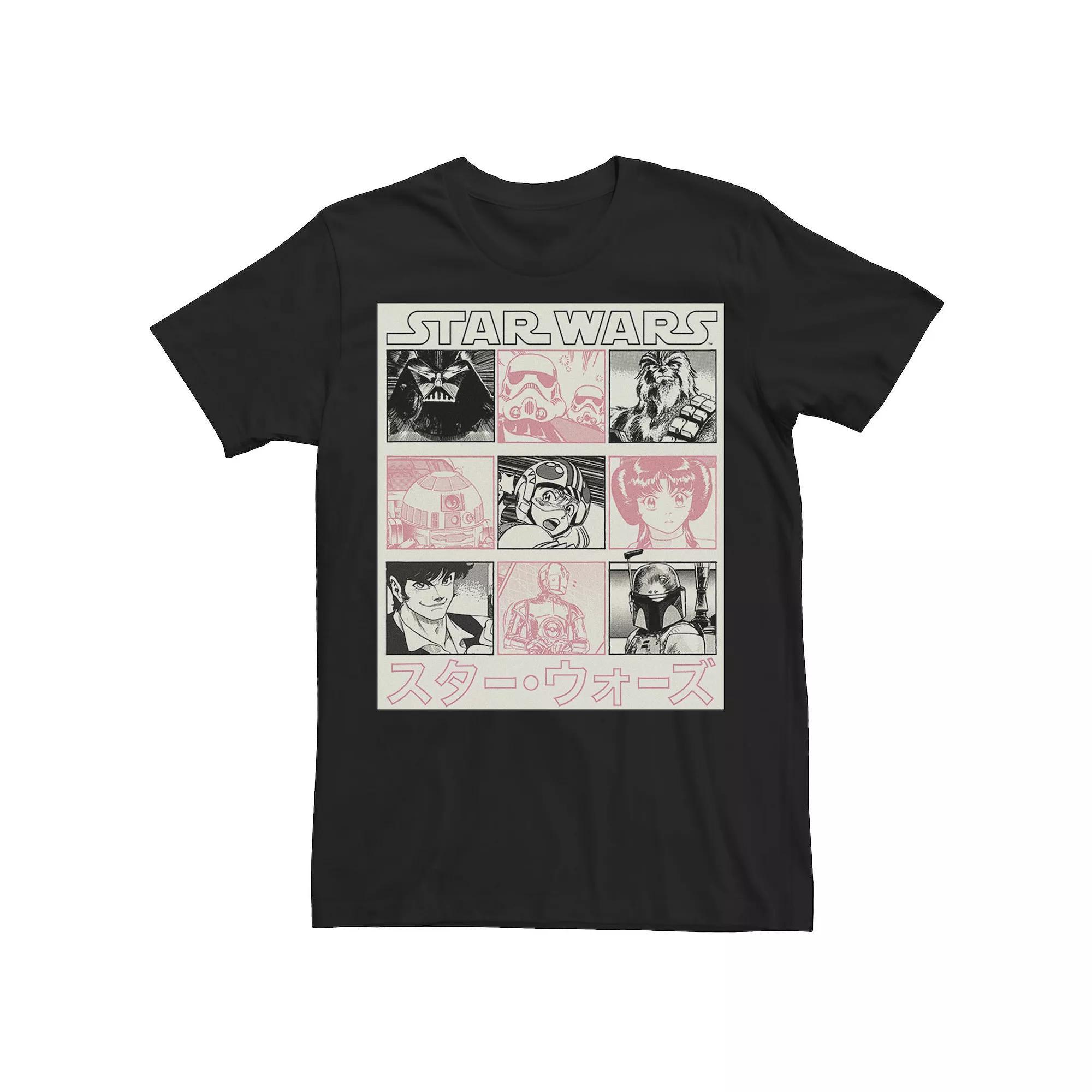 Men's Star Wars Manga Style Comic Panels Tee, Size: Medium, Black Product Image