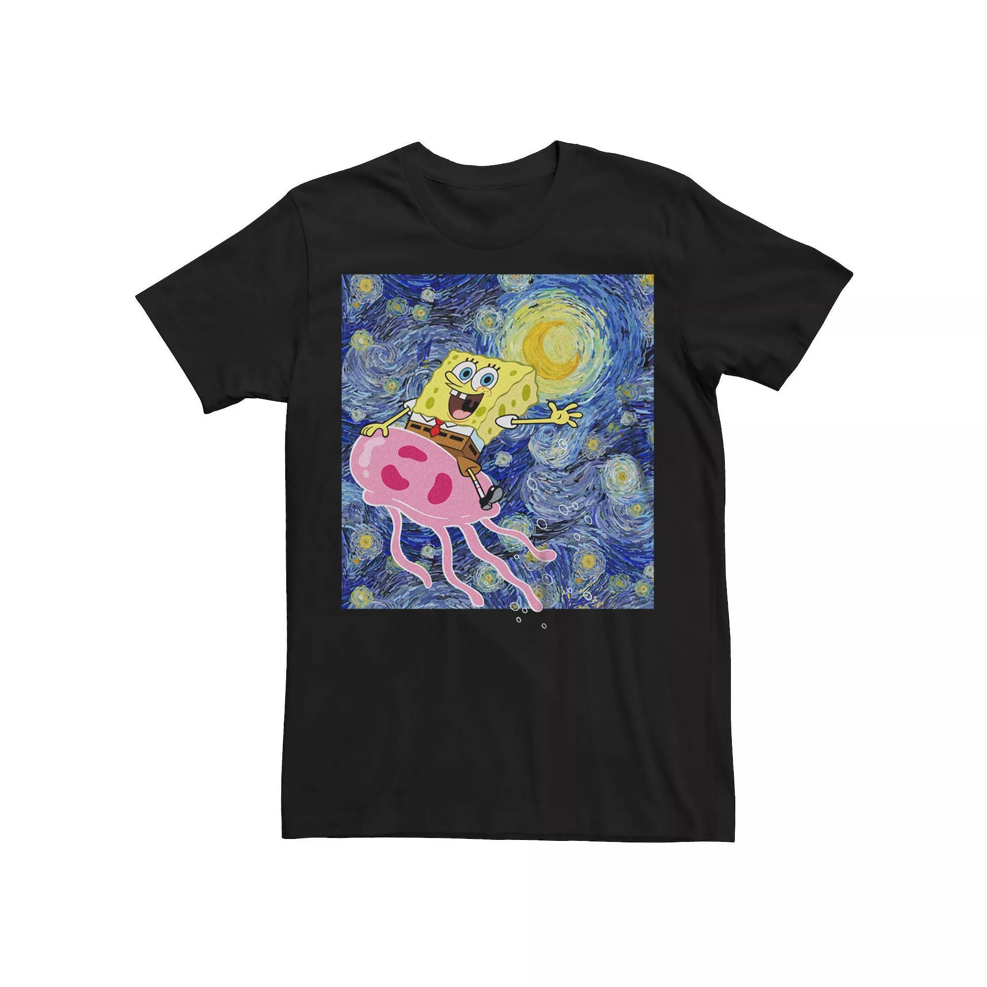 Men's SpongeBob SquarePants Starry Night Tee, Size: Medium, Black Product Image