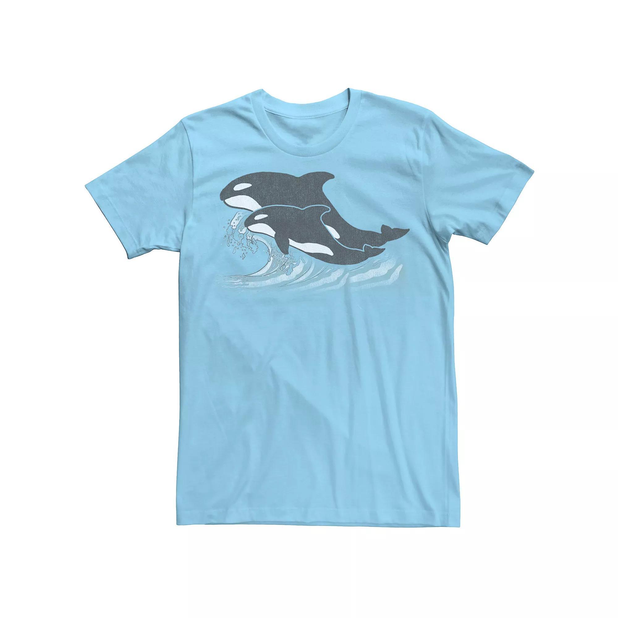 Men's Earth Day Orca Ocean Jump Tee, Size: Medium, Light Blue Product Image