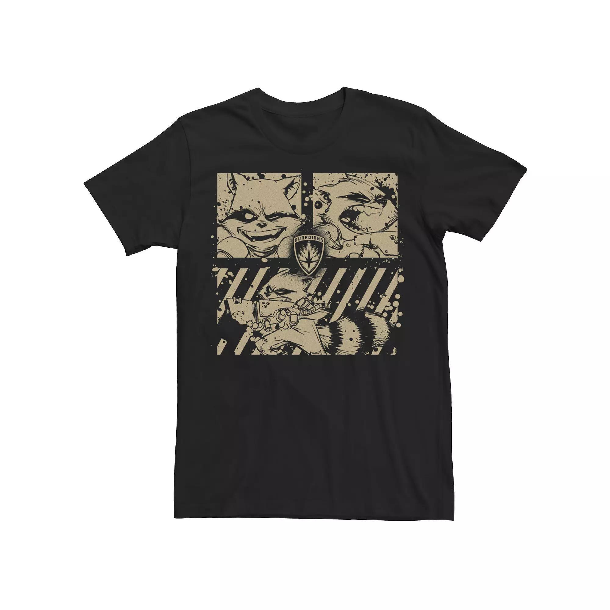 Men's Marvel Raccoon Guardians Badge Collage Tee, Size: XXL, Black Product Image