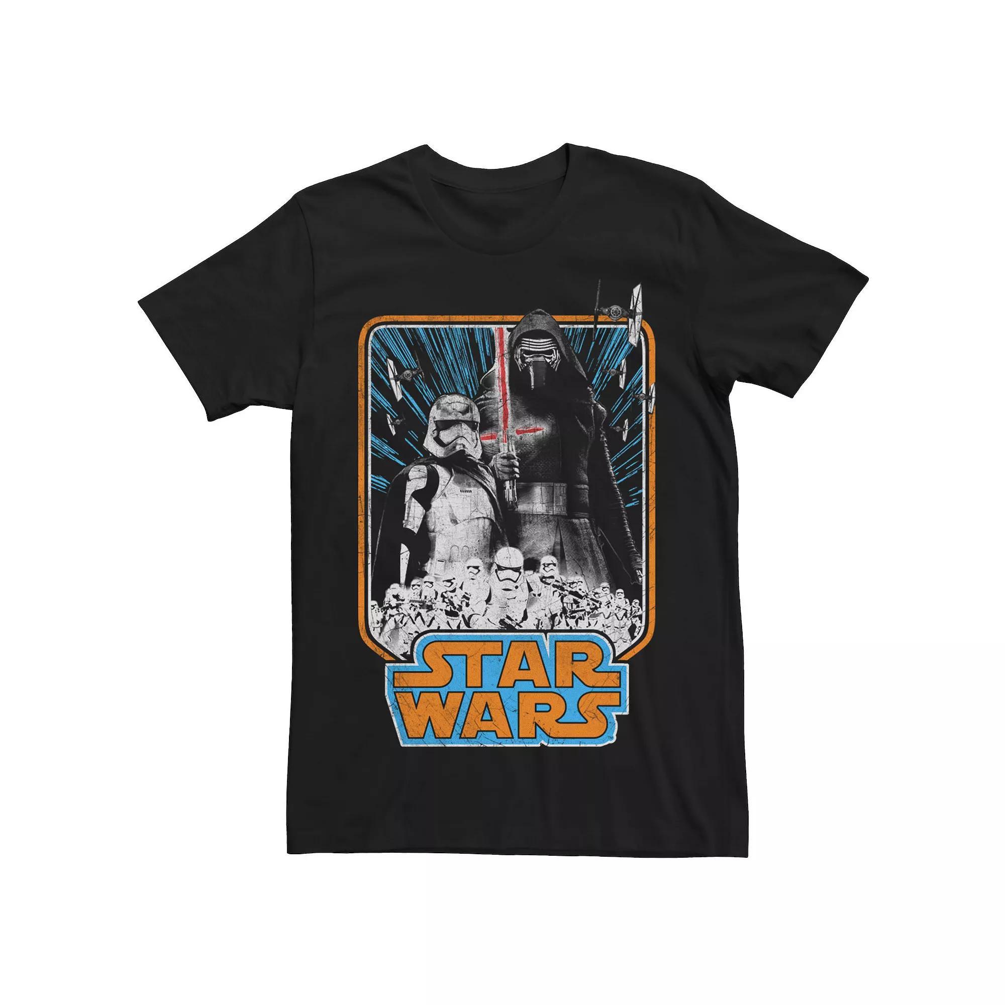 Men's Star Wars The Force Awakens Kylo And Starships Tee, Size: Medium, Black Product Image