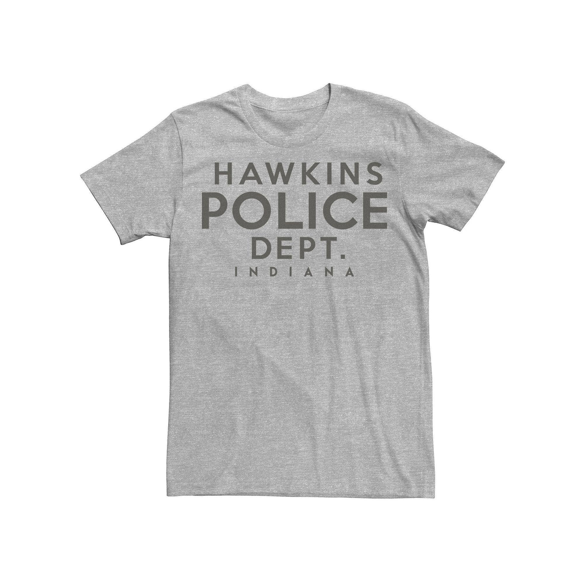 Men's Netflix Stranger Things Hawkins Police Dept. Indiana Tee, Size: 3XL, Athletic Grey Product Image