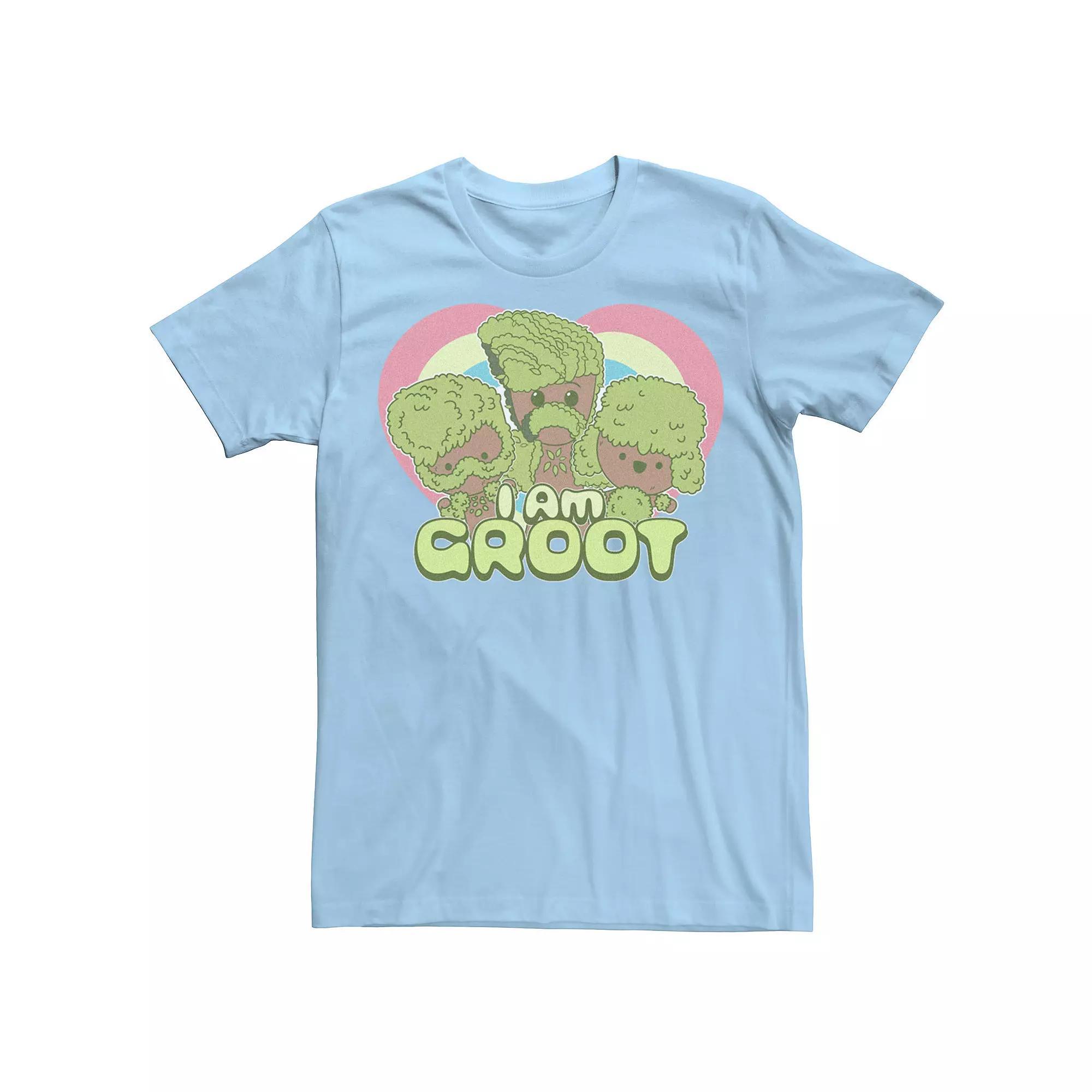 Men's Marvel I am Groot Cute Groot With Hearts Background Tee, Size: Small, Light Blue Product Image