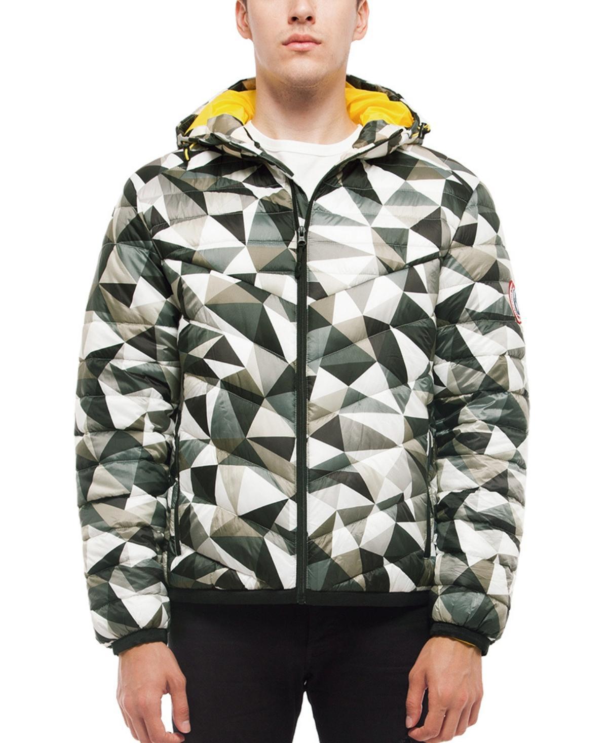 Men's Rokka&Rolla Lightweight Hooded Puffer Jacket, Size: XL, Black Green Product Image