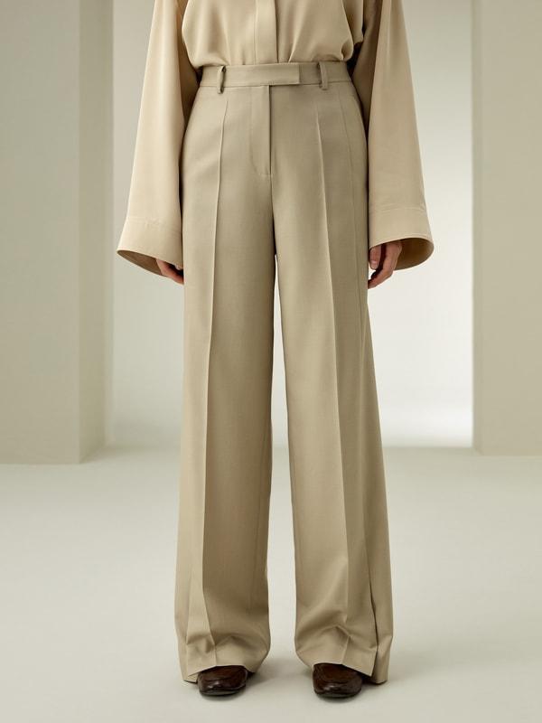 Wool Silk Blend Straight Pants Product Image