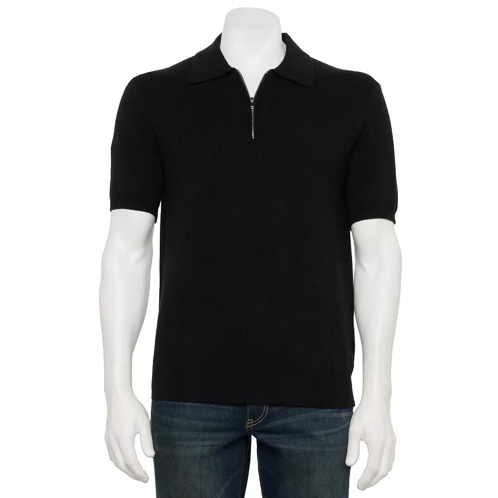 Mens For The Republic Short Sleeve Textured Zip Polo Product Image