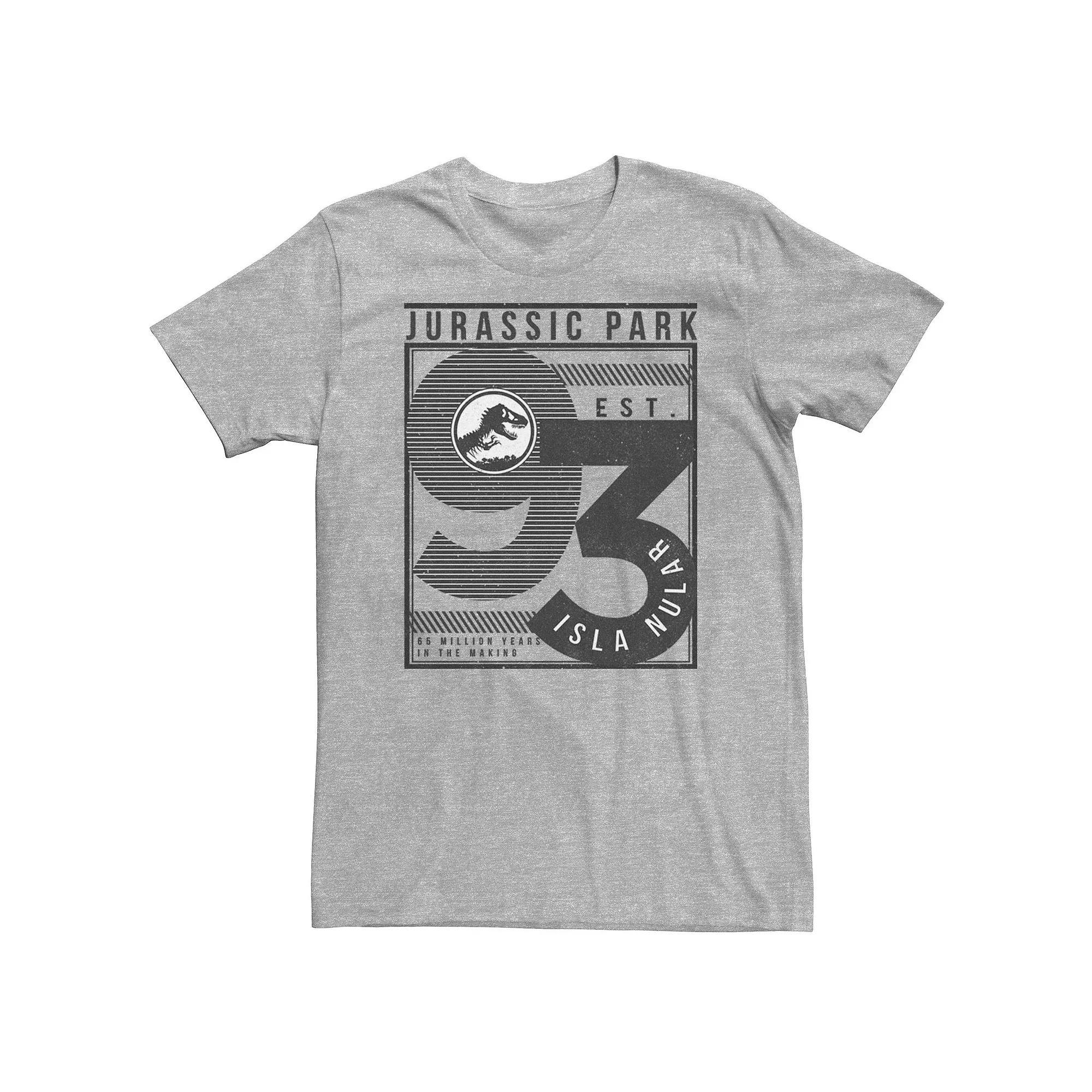 Big & Tall Jurassic Park Est. 93 Isla Nublar Poster Tee, Men's, Size: 3XL Tall, Athletic Grey Product Image