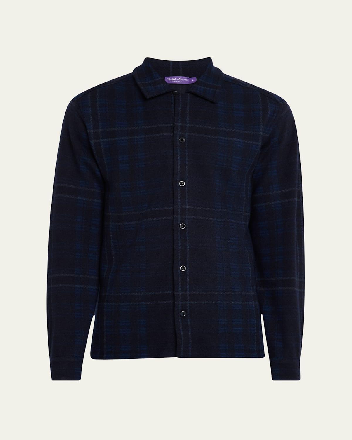 Mens Cashmere Plaid Jacquard Overshirt Product Image