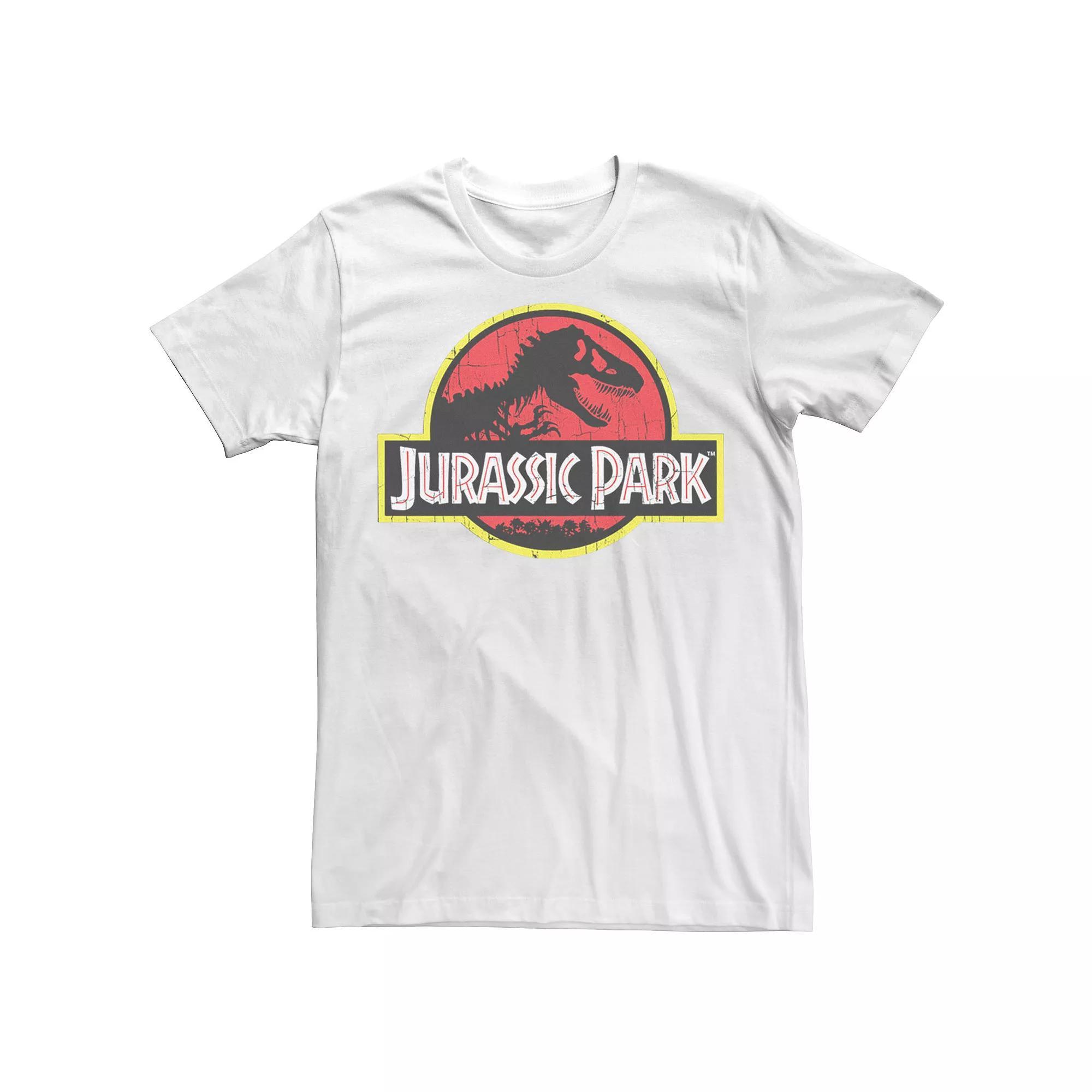 Men's Jurassic Park Red & Yellow Outline Logo Graphic Tee, Size: XXL, Royal Grey Product Image