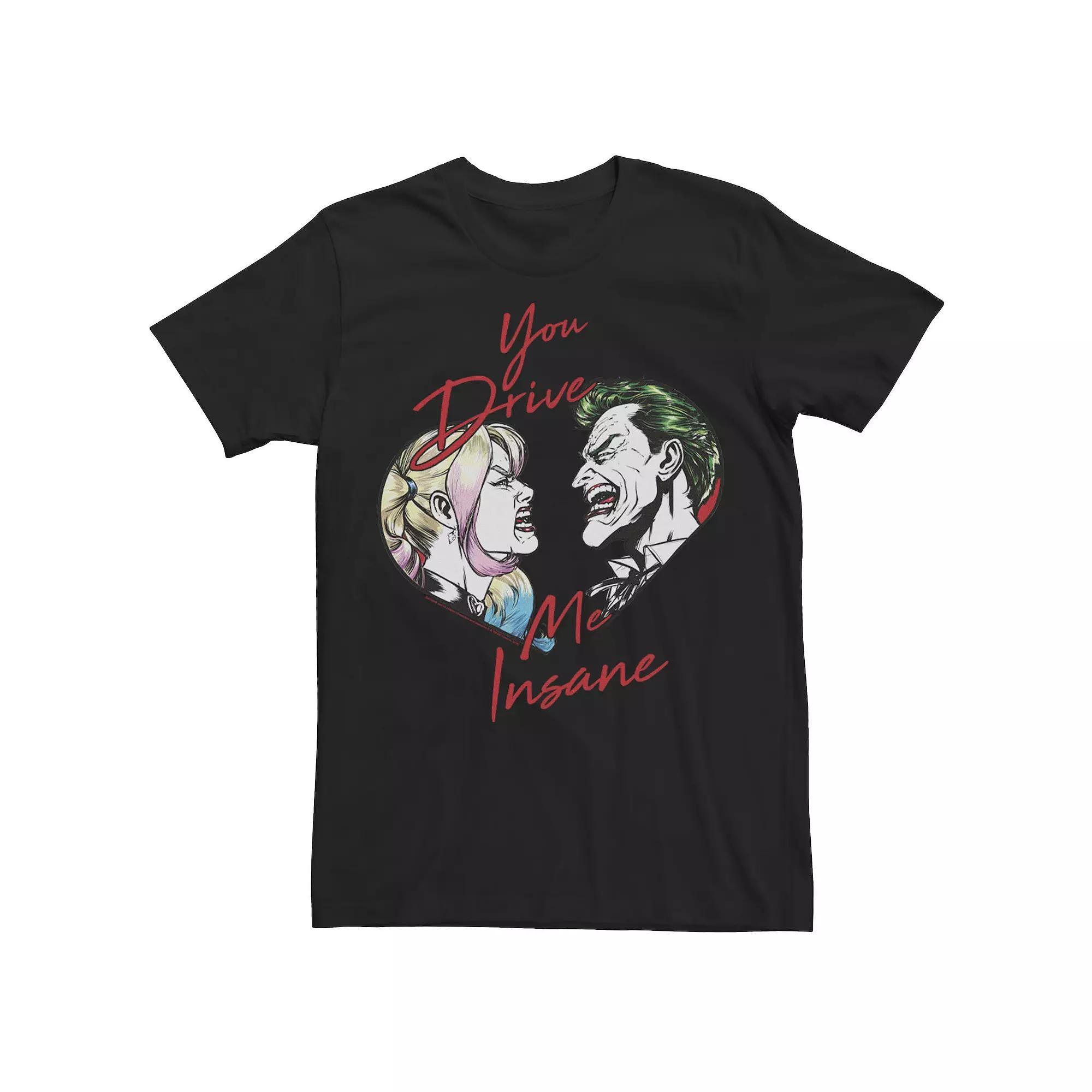 Big & Tall DC Comics Batman Joker Harley Quinn "You Drive Me Insane" Tee, Men's, Size: 4XLT, Black Product Image