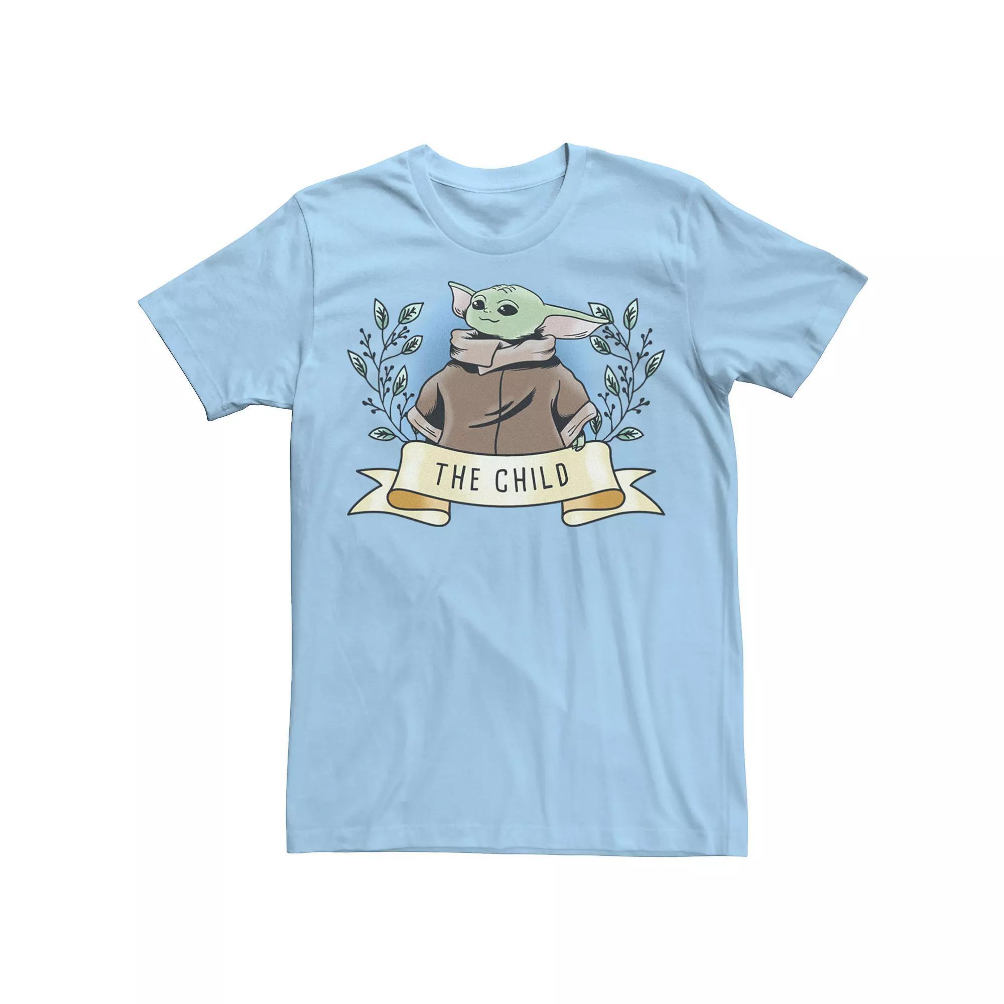 Men's Star Wars The Mandalorian The Child Banner Portrait Tee, Size: Medium, Light Blue Product Image