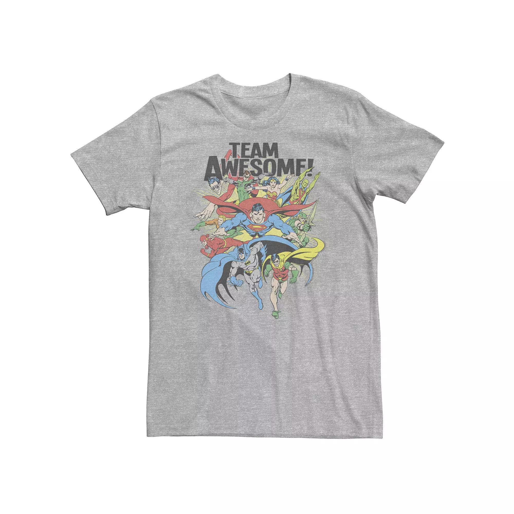 Big & Tall DC Comics Justice League Team Awesome Group Tee, Men's, Size: 3XL Tall, Athletic Grey Product Image