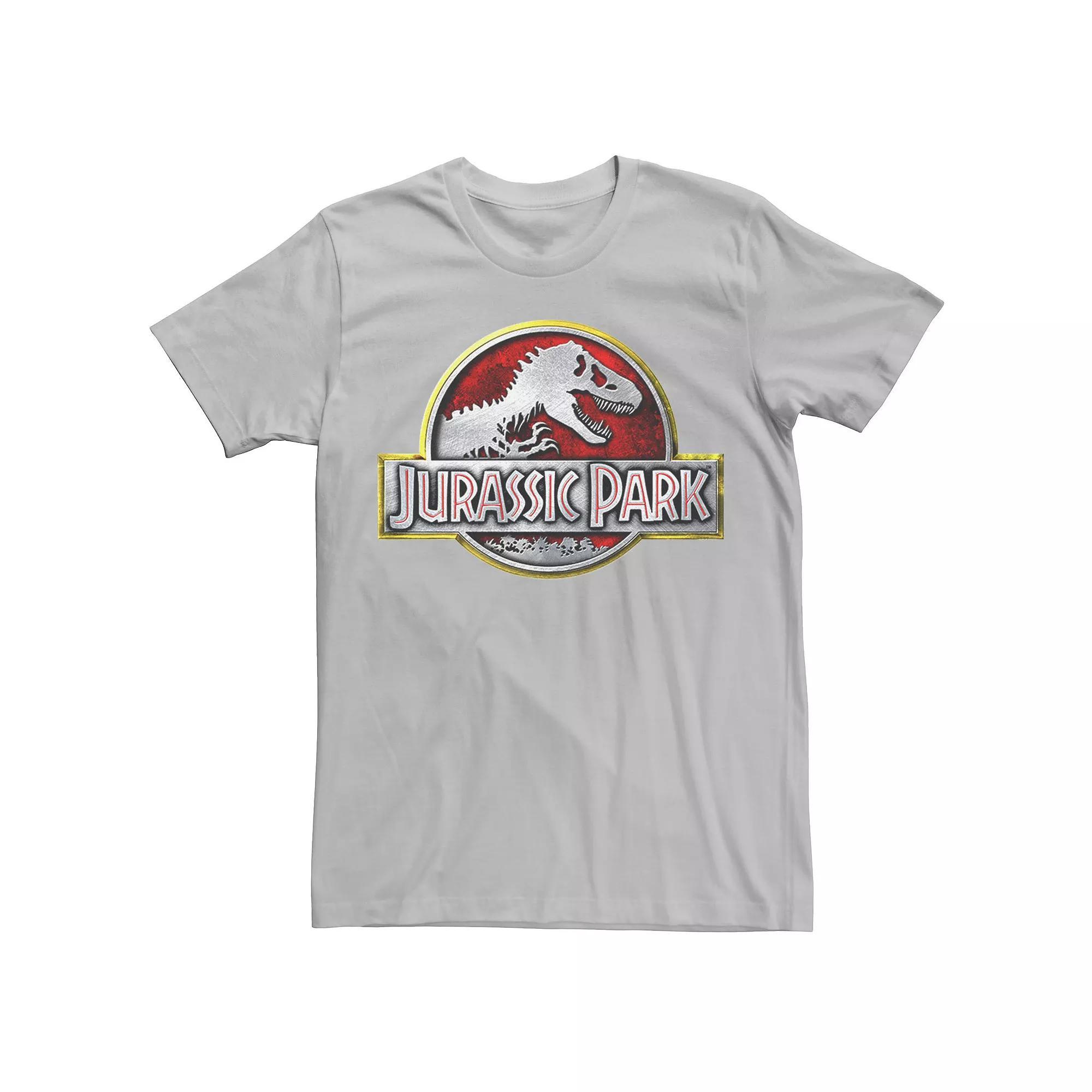 Mens Jurassic Park Chrome Logo Tee, Men's, Size: Large, Red Grey Product Image
