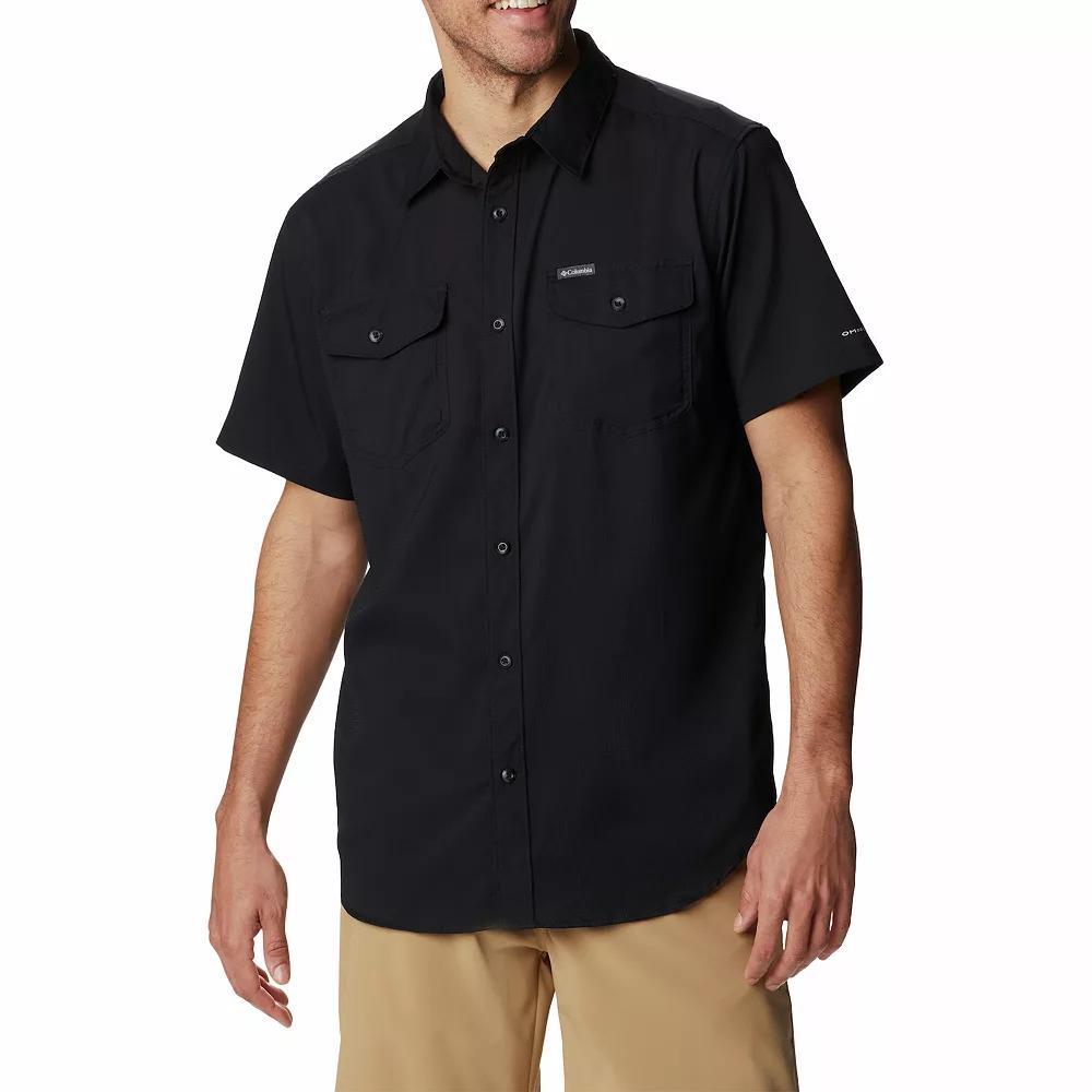Men's Columbia UPF 40 Utilizer™ II Solid Short Sleeve Button-Down Shirt, Size: Large, New Black Product Image