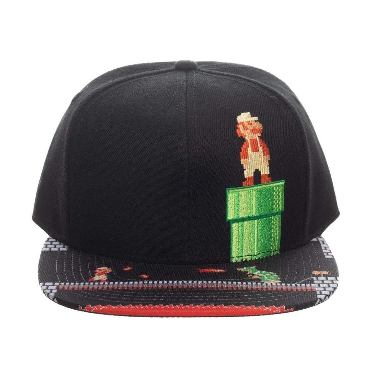 Men's Super Mario Printed Bill Baseball Cap, Black Product Image