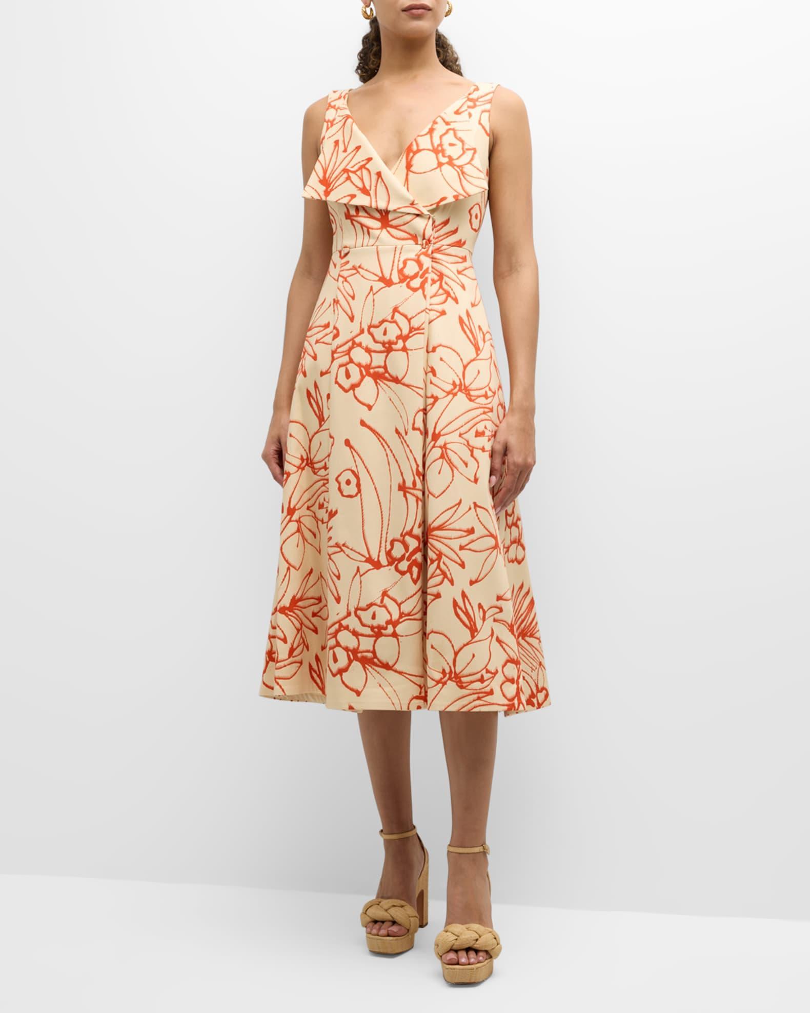 Vermeer Sleeveless Faux-Wrap Midi Dress Product Image