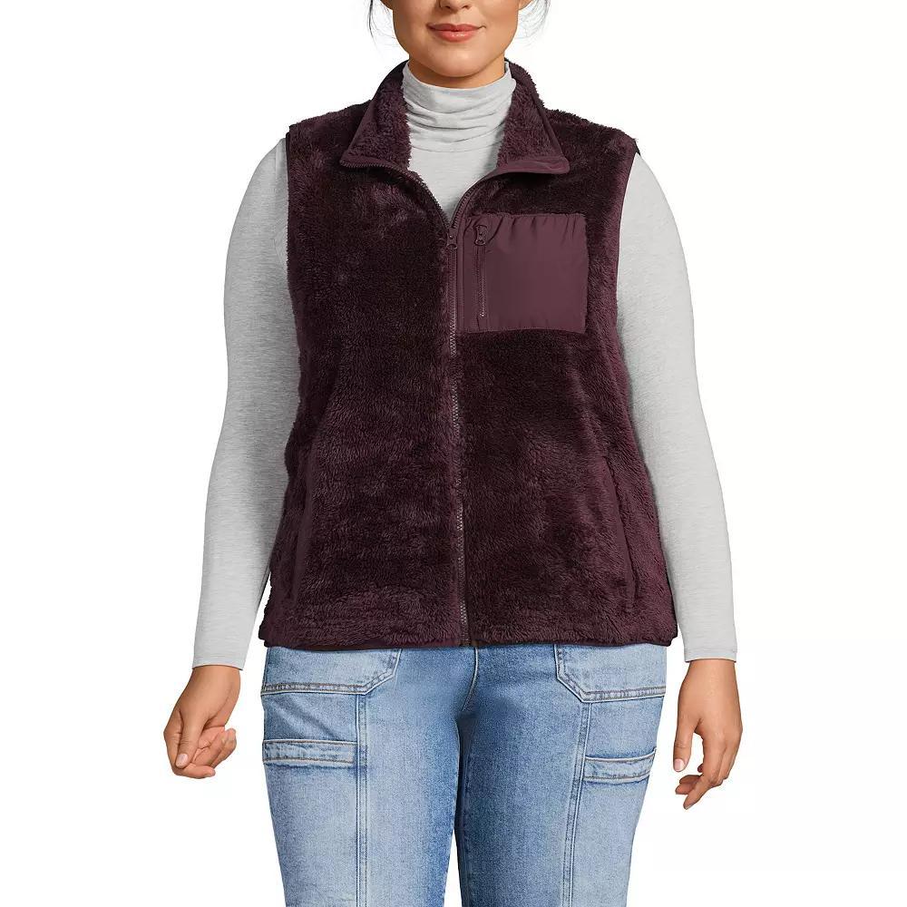 Plus Size Lands' End Cozy Sherpa Fleece Vest, Women's, Size: 1XL, Black Plum Product Image