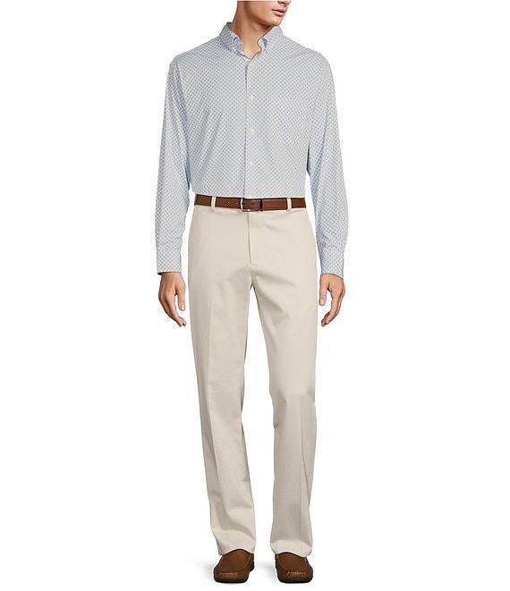 Roundtree & Yorke Performance The Traveler Long Sleeve Diamond Print Twill Sport Shirt Product Image