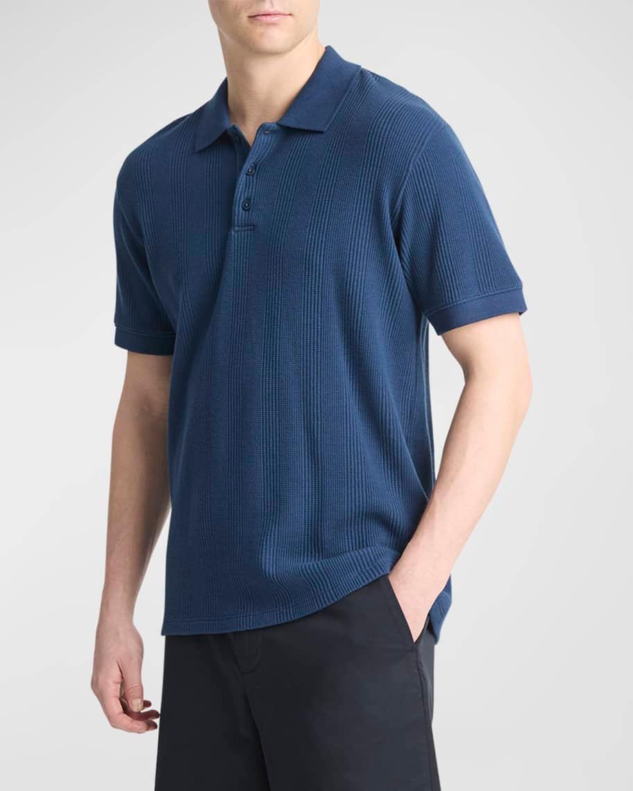 Mens Variegated Textured Stripe Polo Shirt Product Image