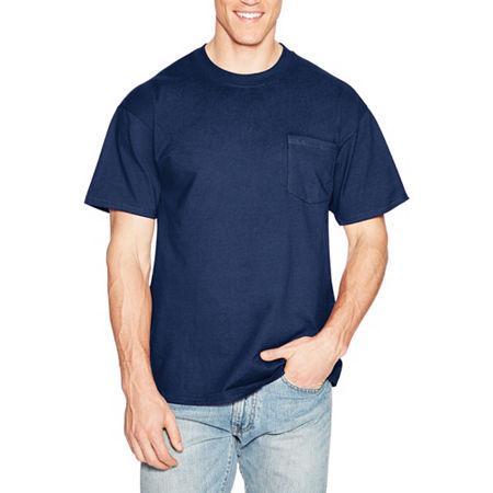 Men's Hanes® Beefy-T 2-Pack Pocket T-Shirt, Size: XL, Blue Product Image