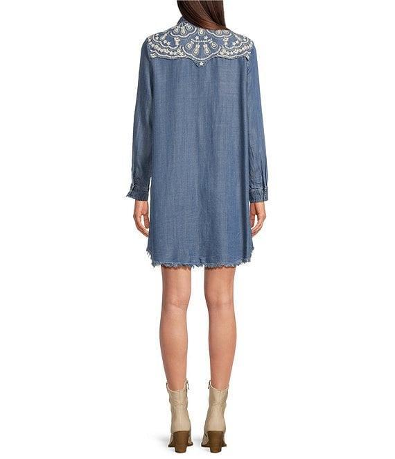 Reba Arizona Point Collar Long Sleeve Button Front Shirt Dress Product Image