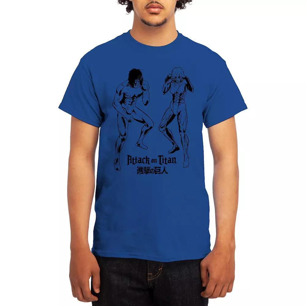 Men's Attack on Titan Eren & Mikasa Tee, Boy's, Size: Medium, Lt Blue Product Image