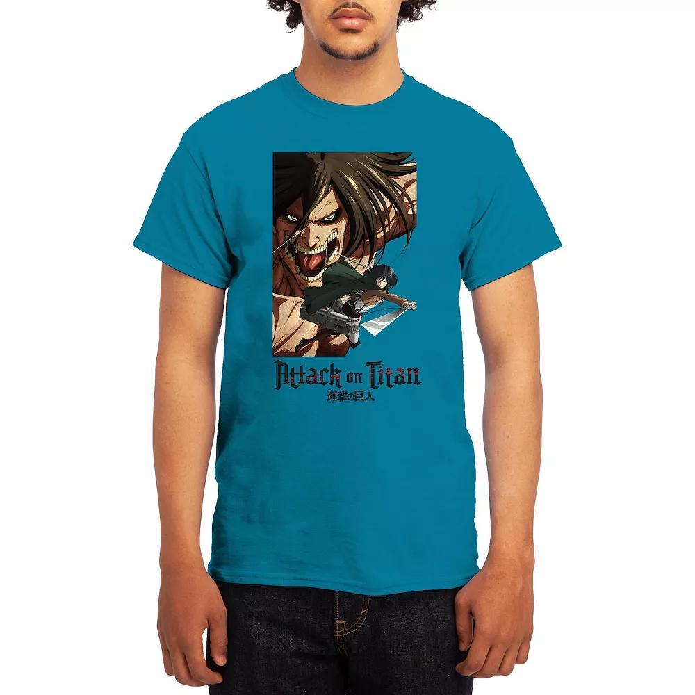 Men's Attack on Titan Eren & Mikasa Tee, Boy's, Size: Medium, Lt Blue Product Image