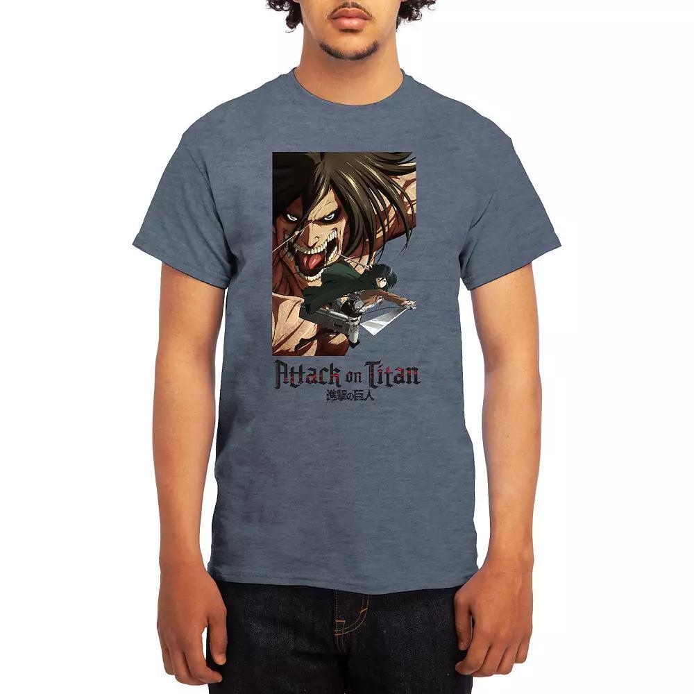 Men's Attack on Titan Eren & Mikasa Tee, Boy's, Size: Medium, Lt Blue Product Image