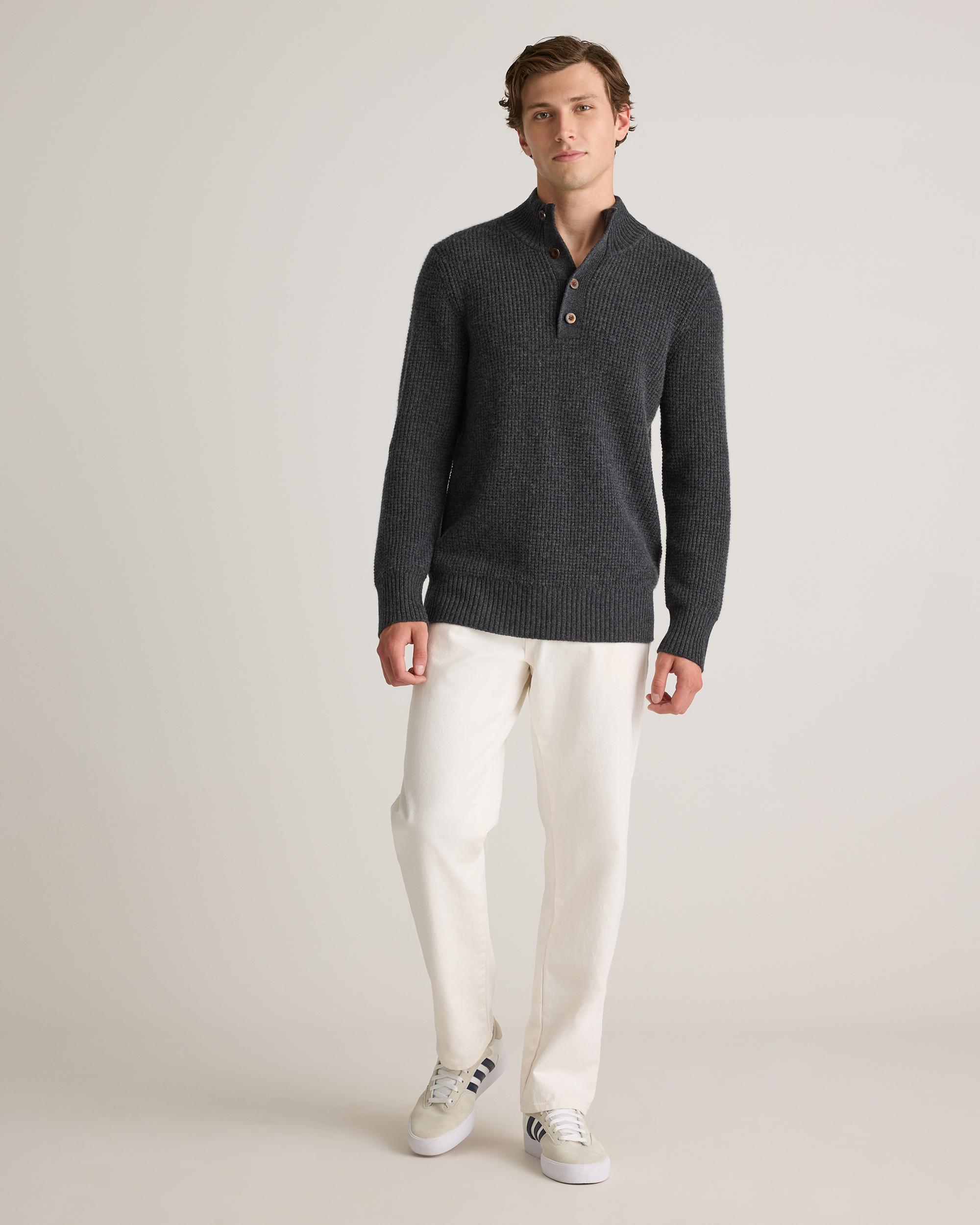 Quince | Men's Mongolian Cashmere Waffle Quarter Button Sweater Product Image