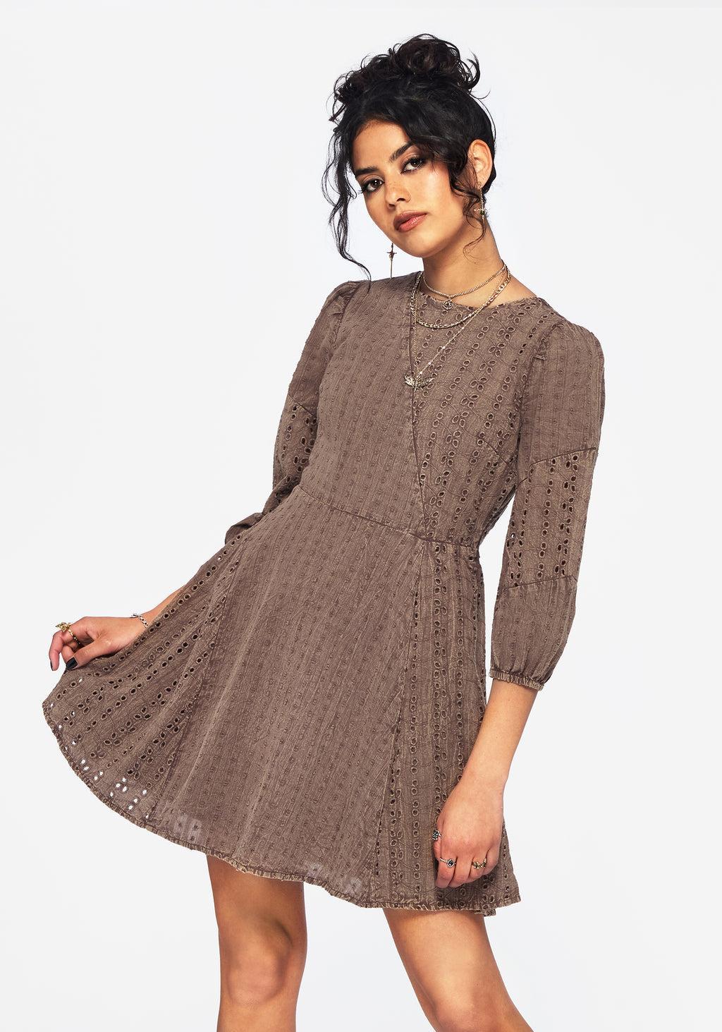 Summerisle Cotton Broderie Detail Mini Smock Dress Product Image