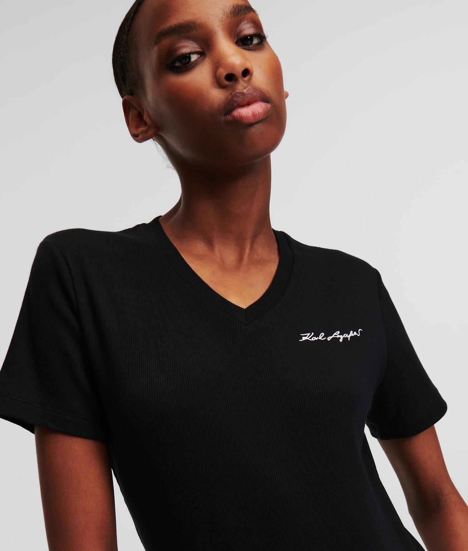 RIB-KNIT V-NECK T-SHIRT Product Image
