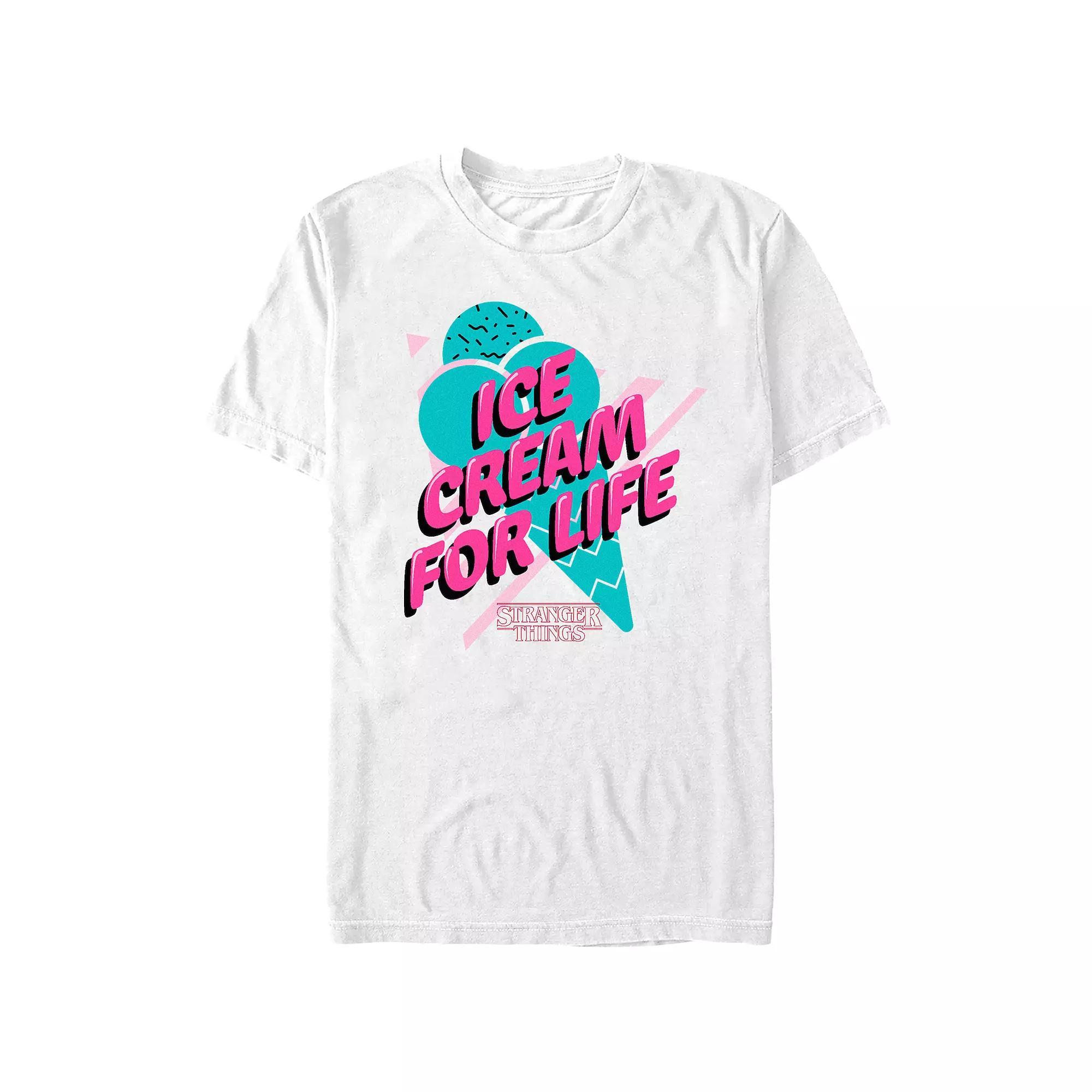 Juniors' Stranger Things Ice Cream For Life Boyfriend Graphic Tee, Women's, Size: Medium, White Product Image