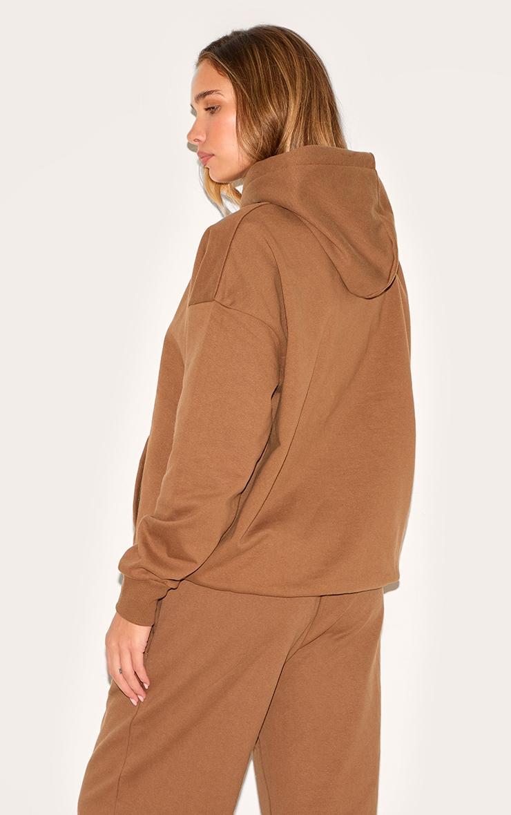 PRETTYLITTLETHING Taupe Premium Embossed Oversized Hoodie Product Image
