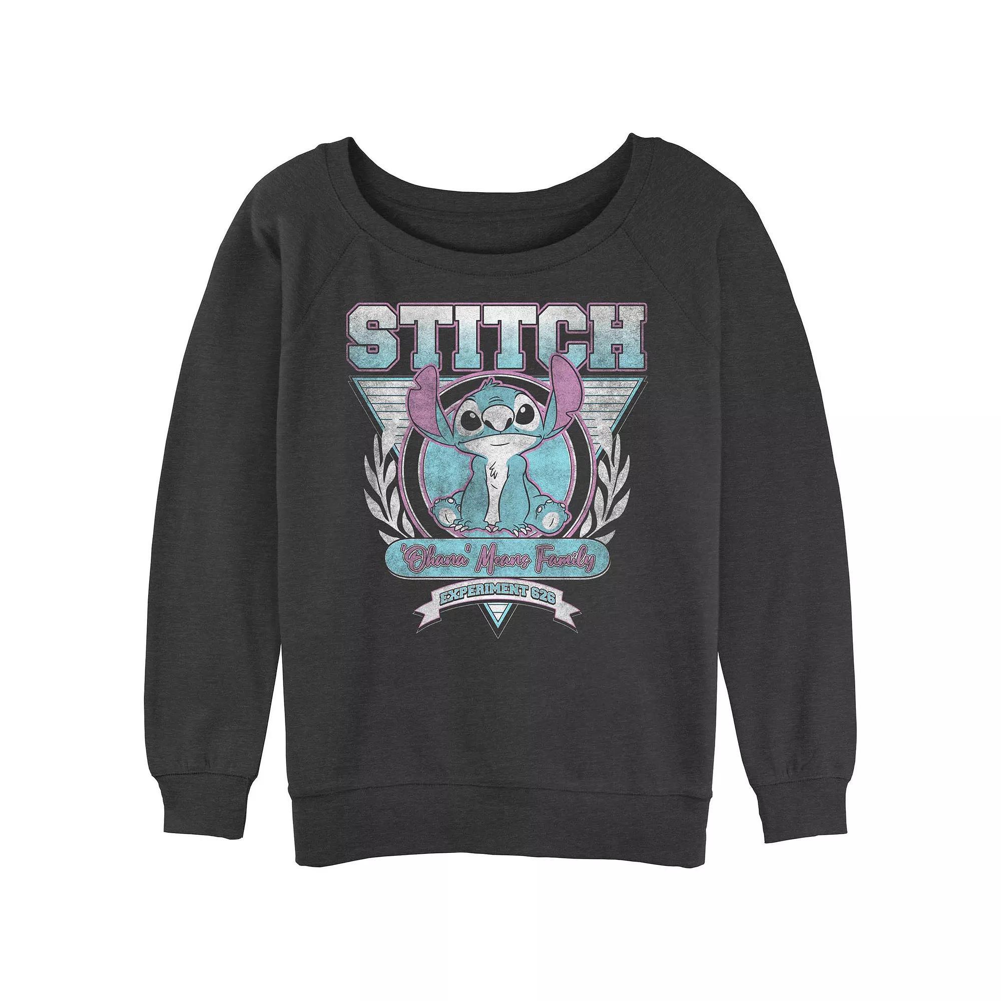 Disney's Lilo & Stitch Ohana Means Family Stitch Crest Juniors' Graphic Pullover, Girl's, Size: Large, Grey Heather Product Image