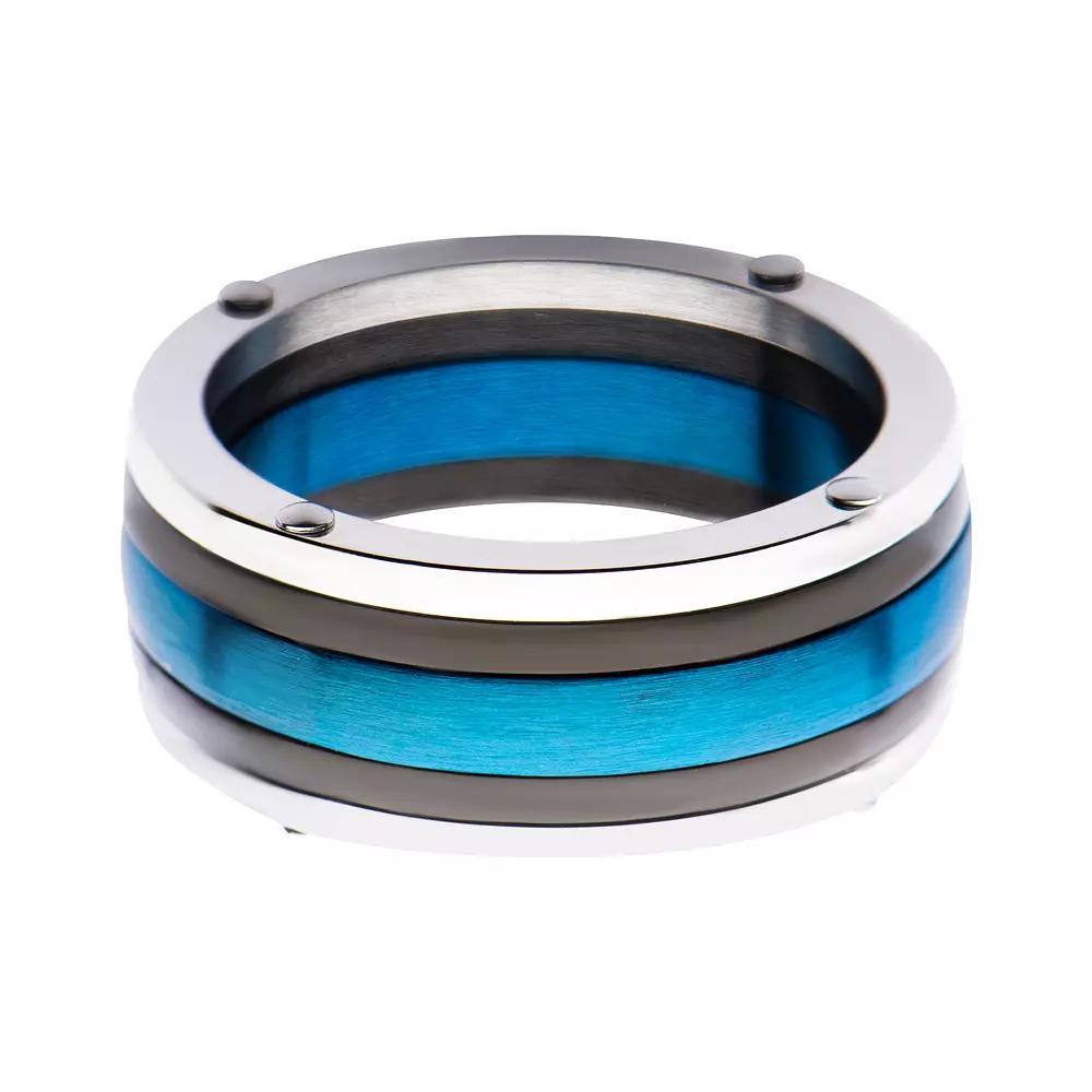 Men's Black & Blue-Plated Polished Ring, Size: 10, Tone Product Image