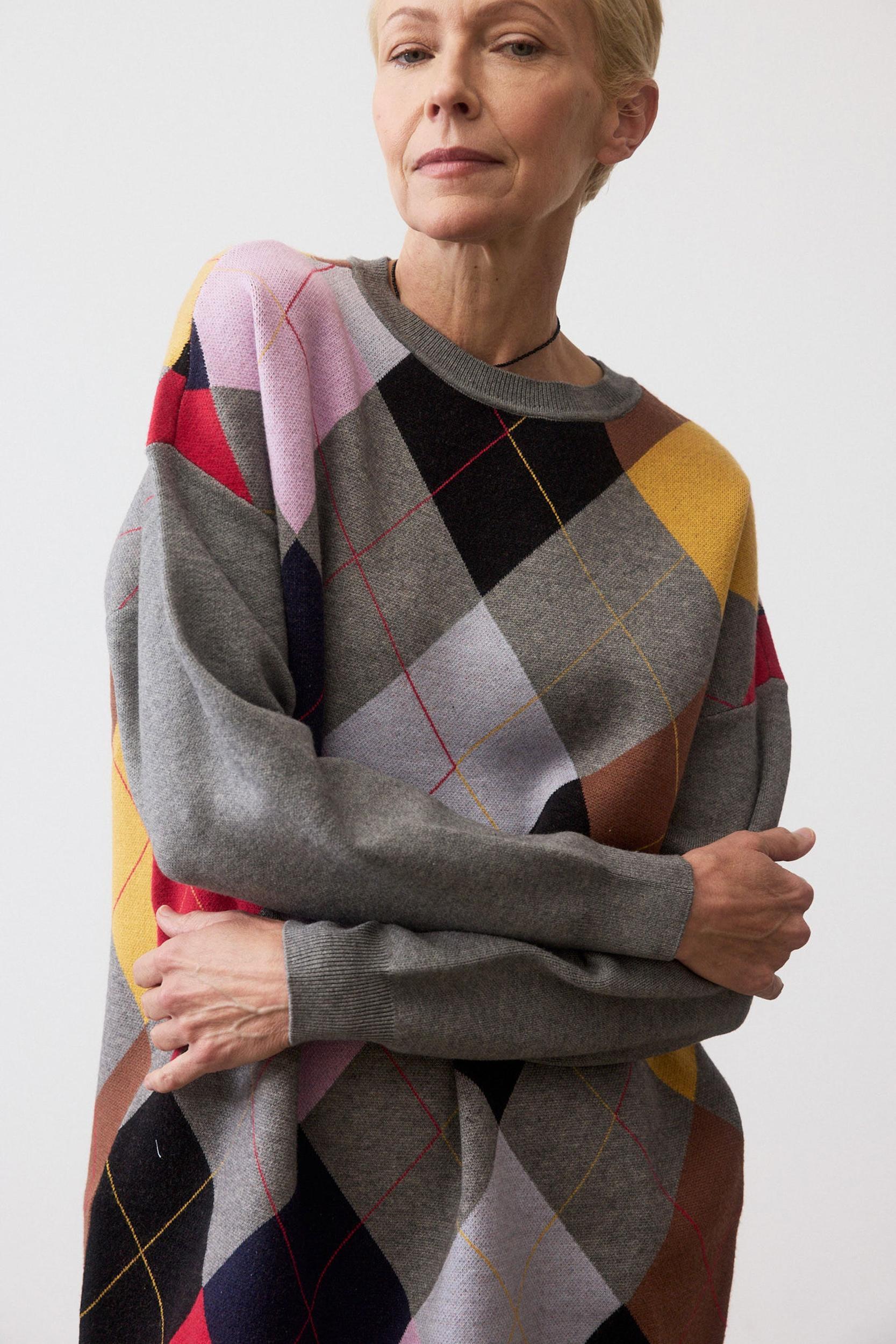 Argyle Crewneck Sweater Dress Product Image