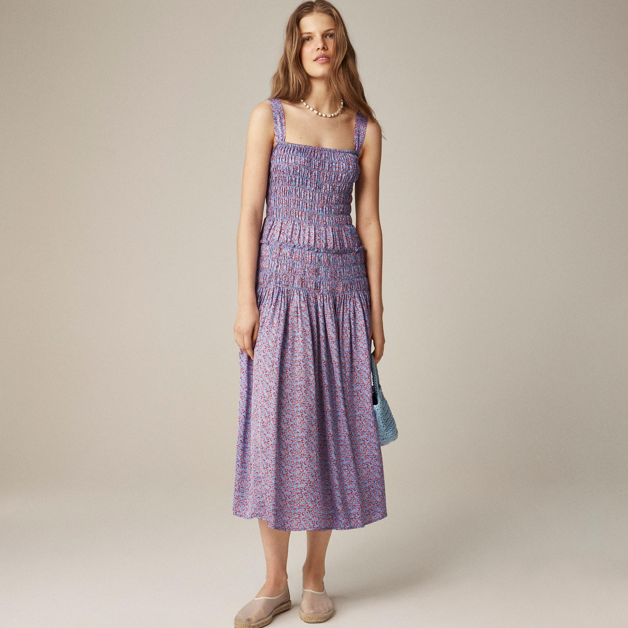 Smocked midi dress in summer fields print Product Image