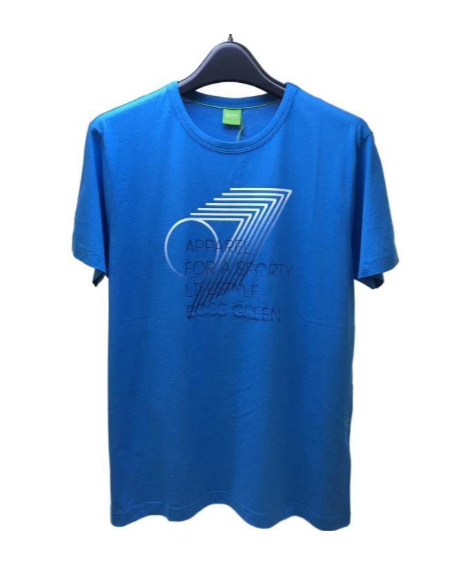 HUGO BOSS Logo Round-neck T-shirt In Blue Product Image