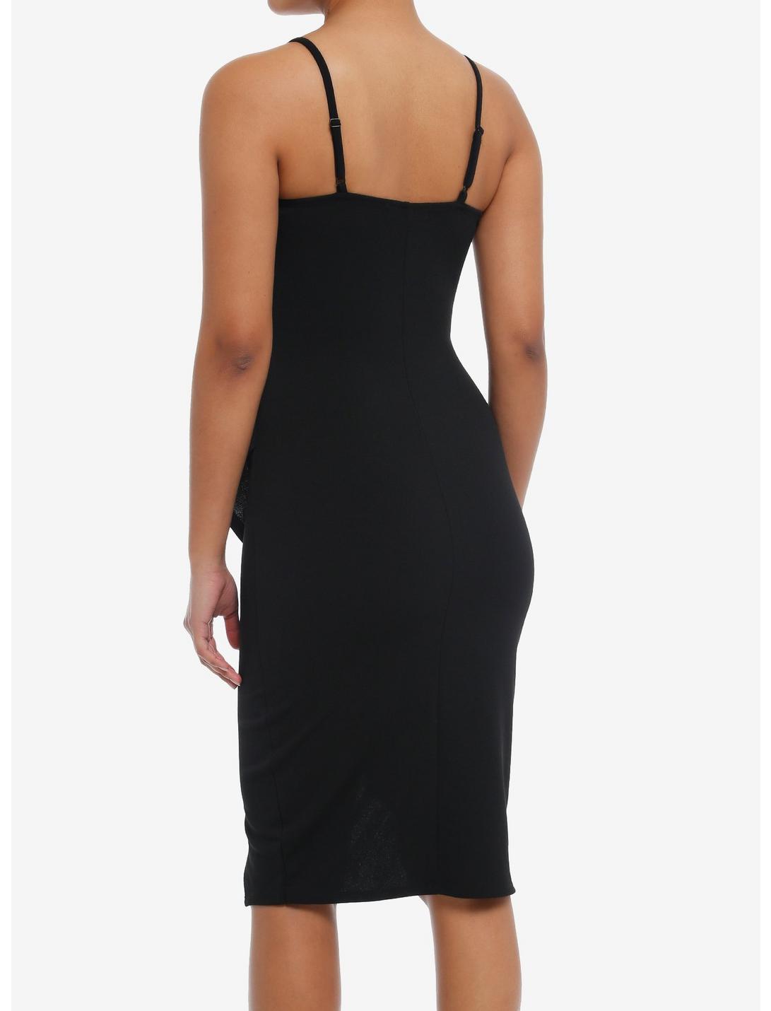 Cosmic Aura® Black Asymmetrical Ruffle Wrap Dress Product Image