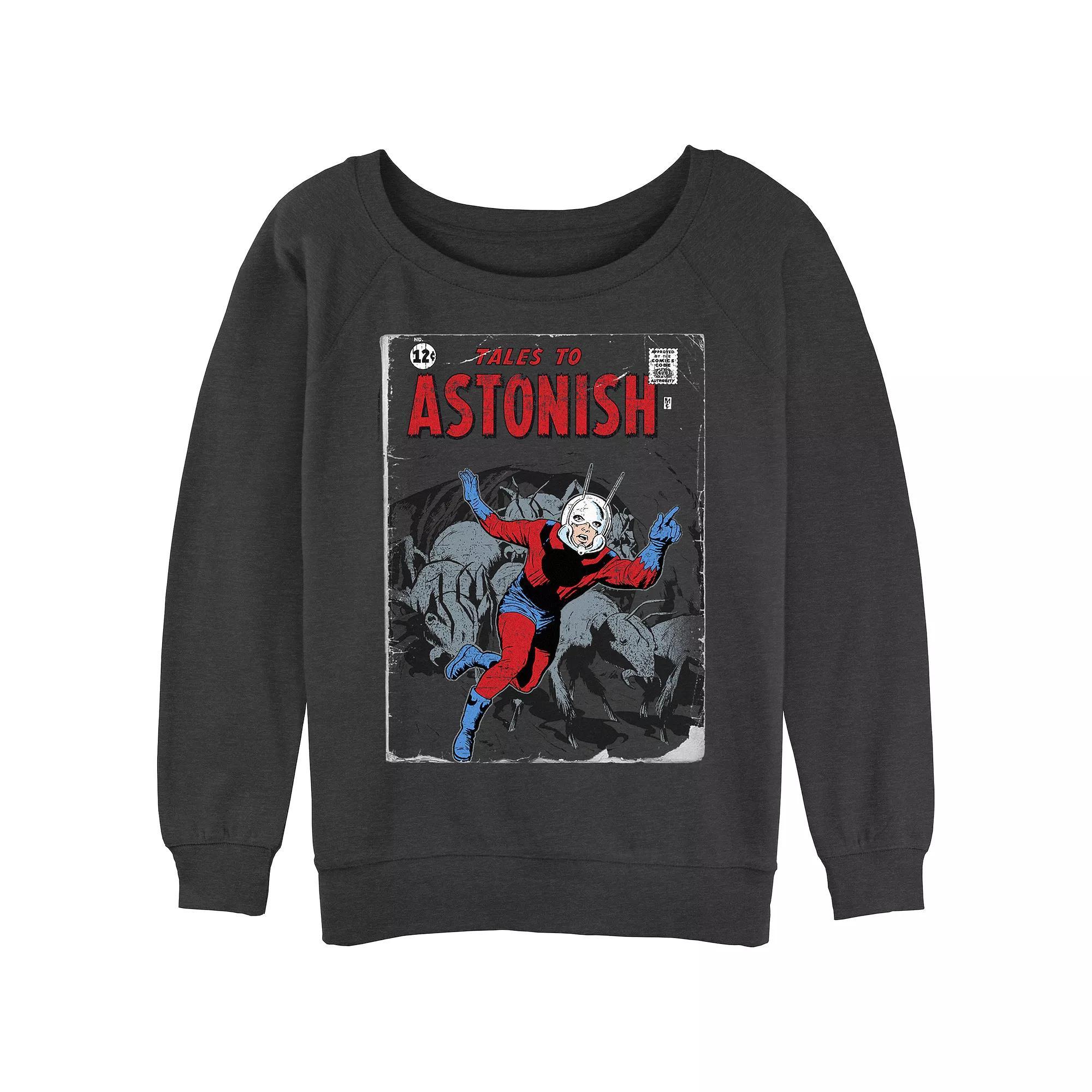 Juniors' Marvel Comics Ant-Man Tales To Astonish Distressed Retro Cover Slouchy Graphic Sweatshirt, Girl's, Size: Small, Grey Heather Product Image