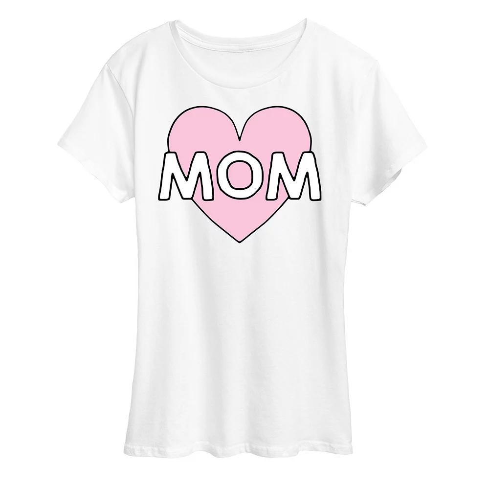 Women's Mom Heart Graphic Tee, Size: Medium, Grey Gray Product Image