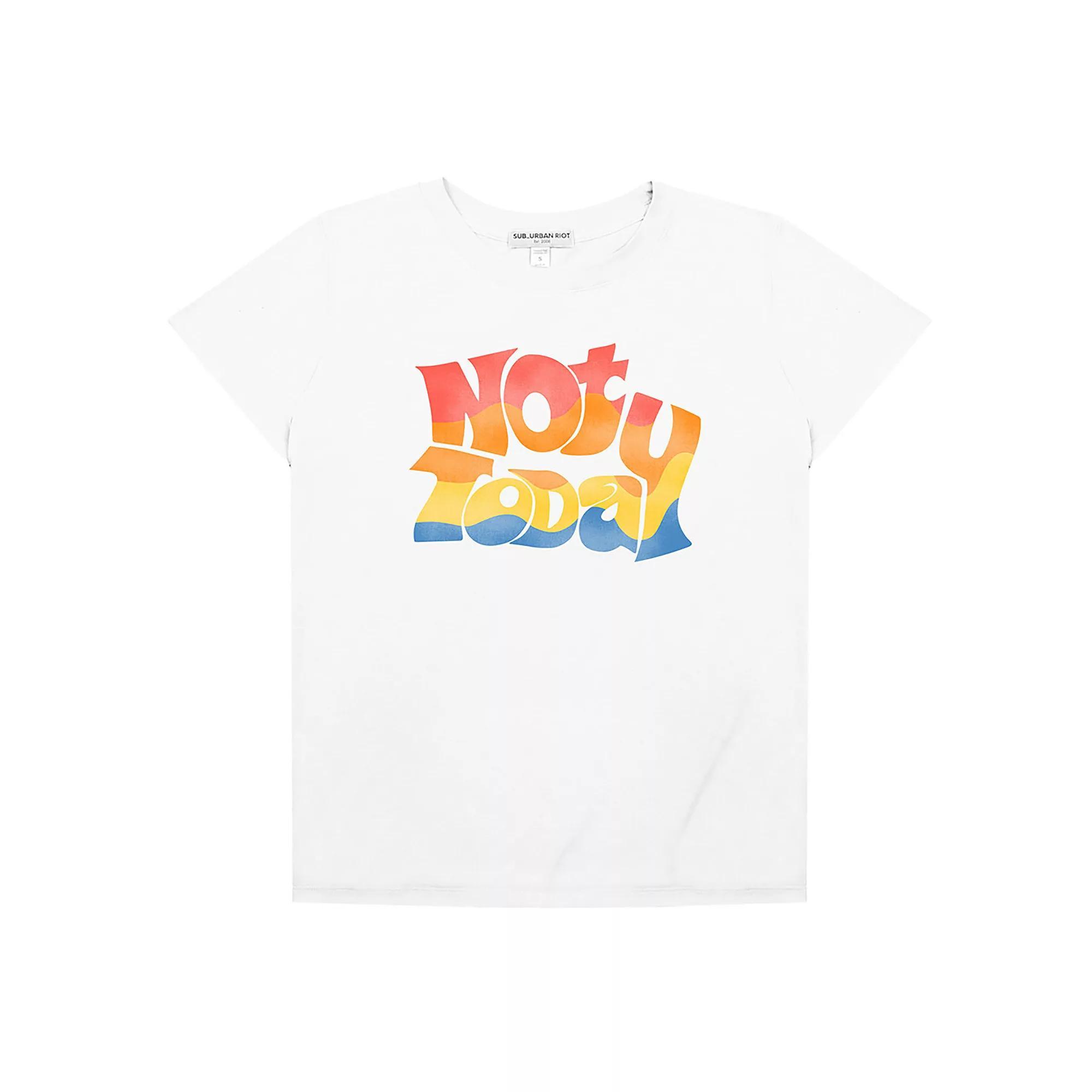 Women's Suburban Riot Not Today Rainbow Loose Fit Graphic Tee, Girl's, Size: Small, White Product Image
