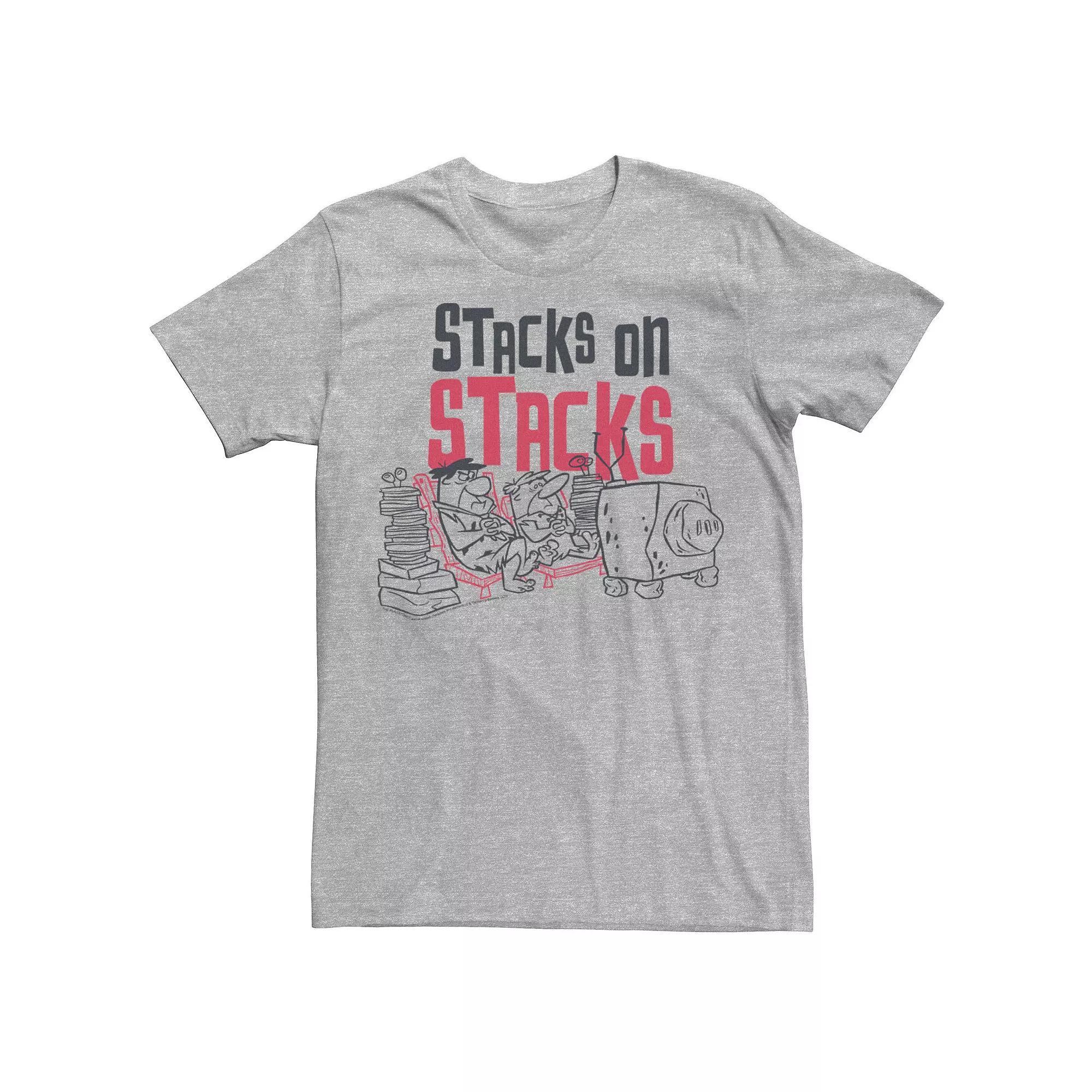 Men's The Flintstones Fred & Barney Stacks On Stacks Tee, Size: 3XL, Athletic Grey Product Image