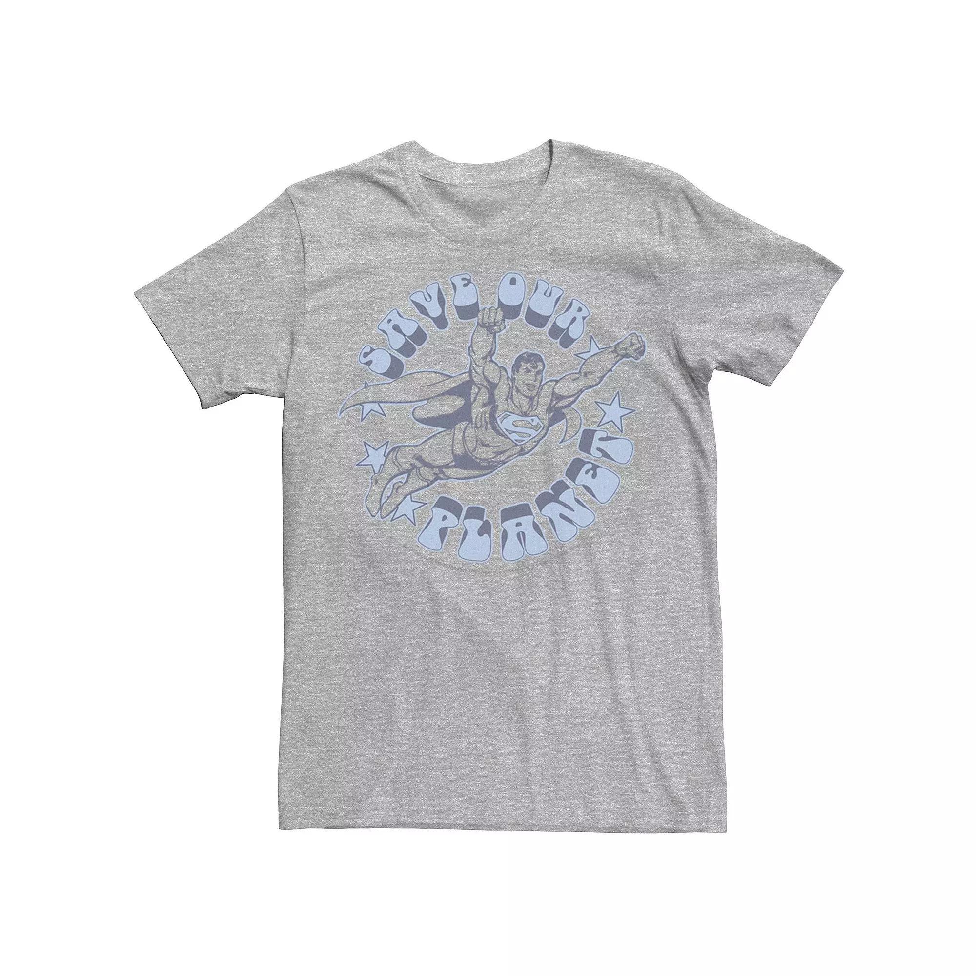 Men's DC Comics Superman Save Our Planet Circle Text Poster Tee, Size: Medium, Athletic Grey Product Image