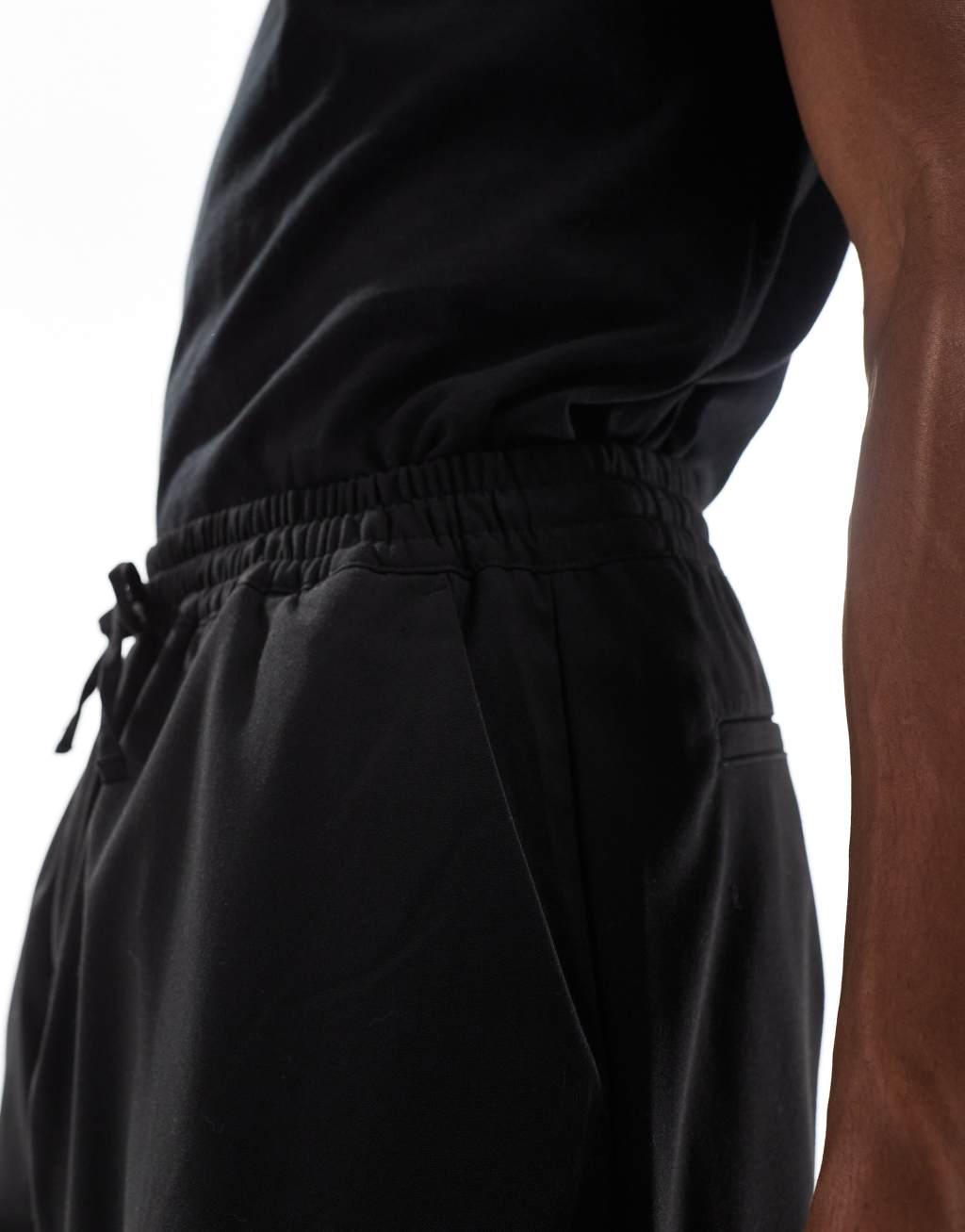 Pull&Bear relaxed tailored pants in black Product Image