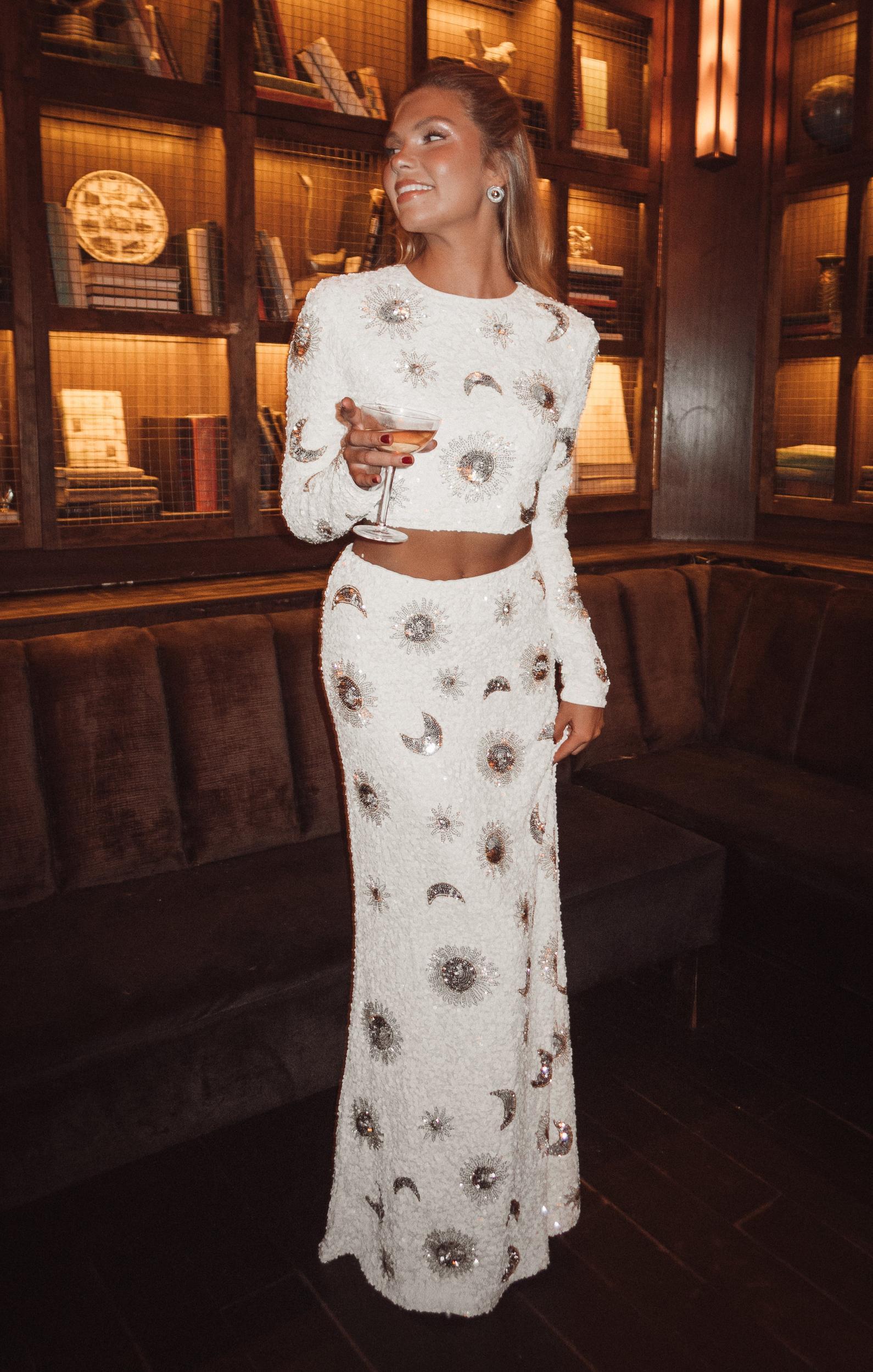 Last Call Top ~ White Celestial Sequins Product Image