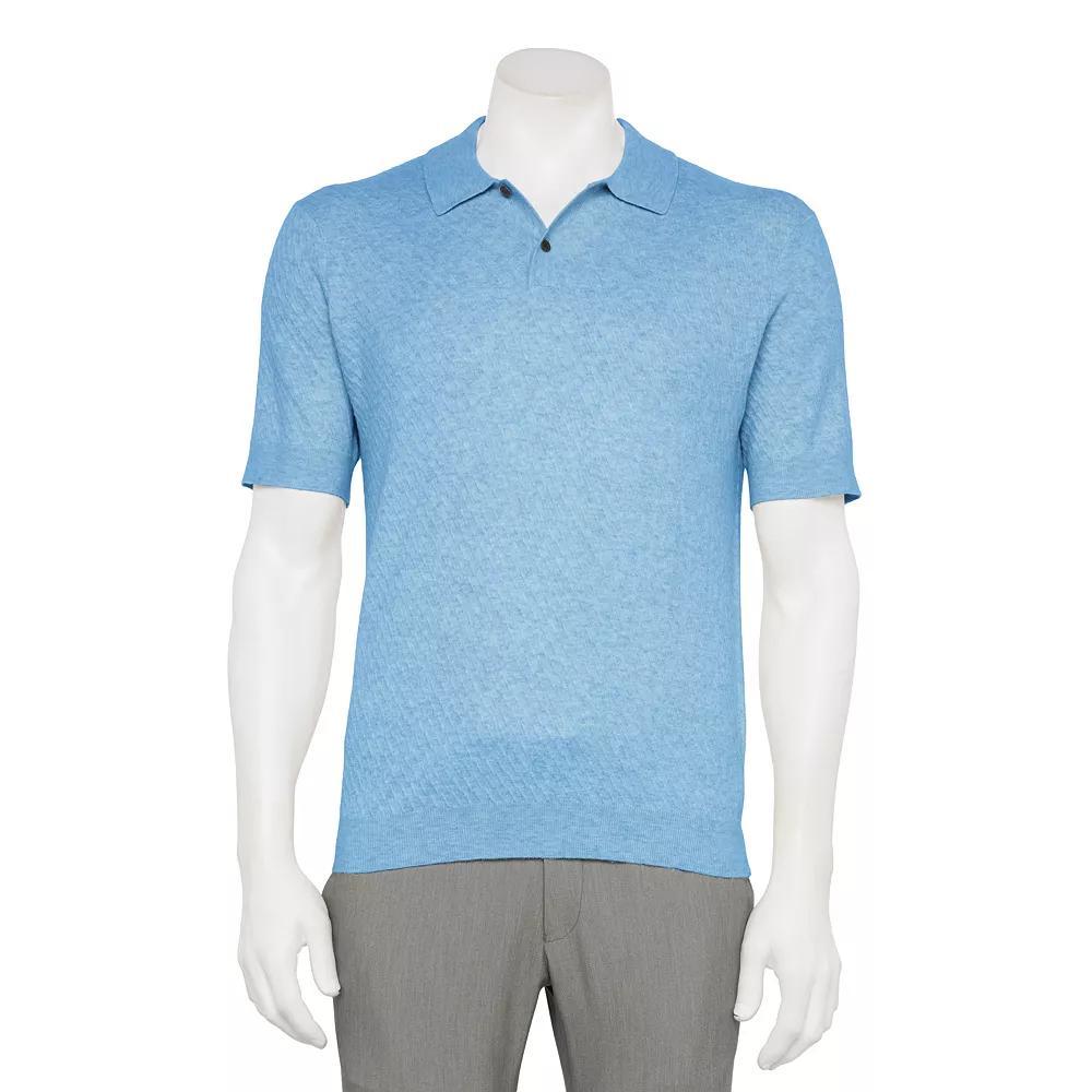 Men's For The Republic Short Sleeve Textured Polo, Size: Small, Grey Product Image