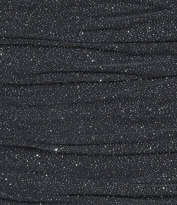 Pear Culture Glitter Power Mesh Sleeveless Cutout Dress Product Image